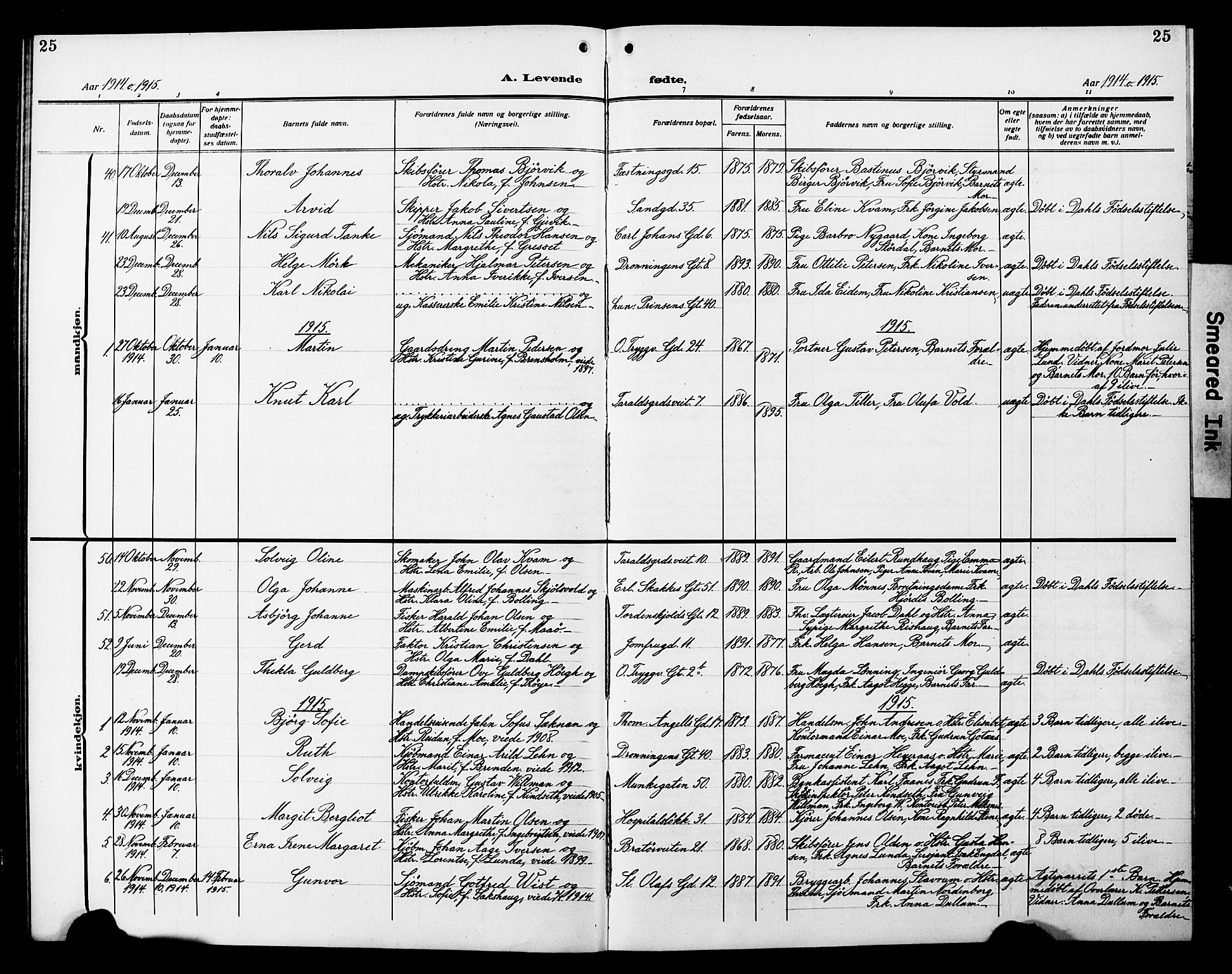 Ministerialprotokoller, klokkerbøker og fødselsregistre - Sør-Trøndelag, SAT/A-1456/602/L0147: Parish register (copy) no. 602C15, 1911-1924, p. 25