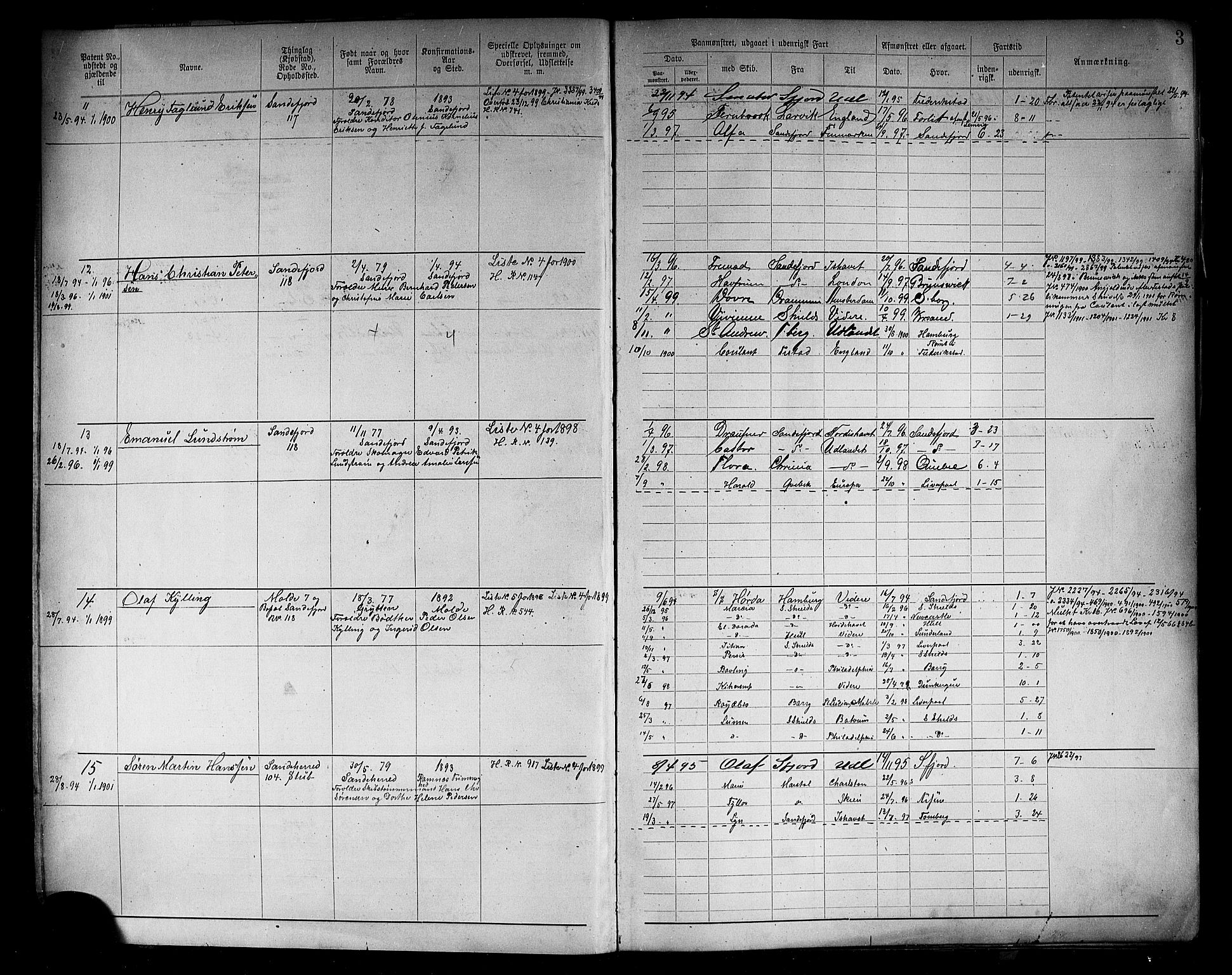 Sandefjord innrulleringskontor, AV/SAKO-A-788/F/Fa/L0005: Annotasjonsrulle, 1894-1911, p. 5