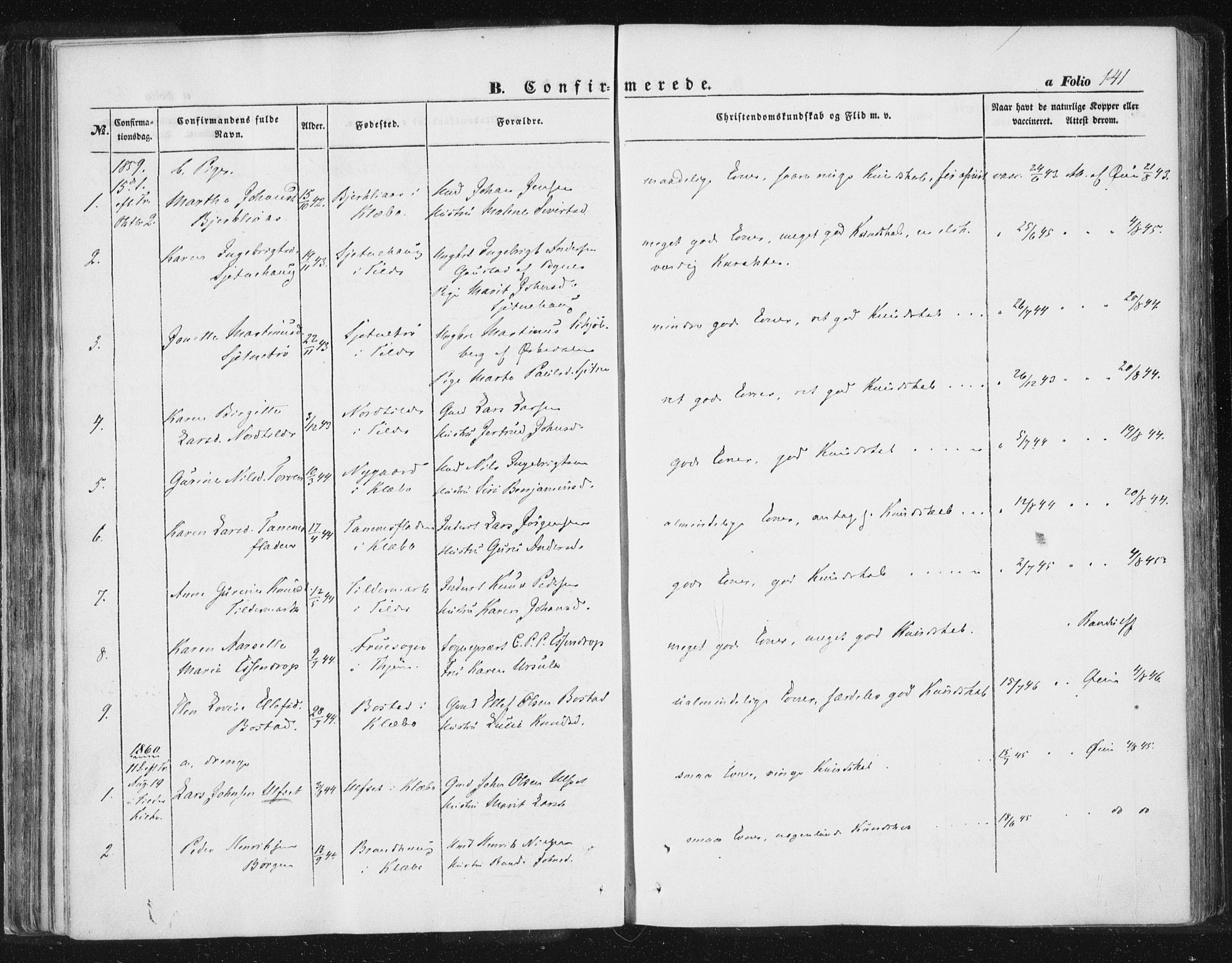 Ministerialprotokoller, klokkerbøker og fødselsregistre - Sør-Trøndelag, SAT/A-1456/618/L0441: Parish register (official) no. 618A05, 1843-1862, p. 141