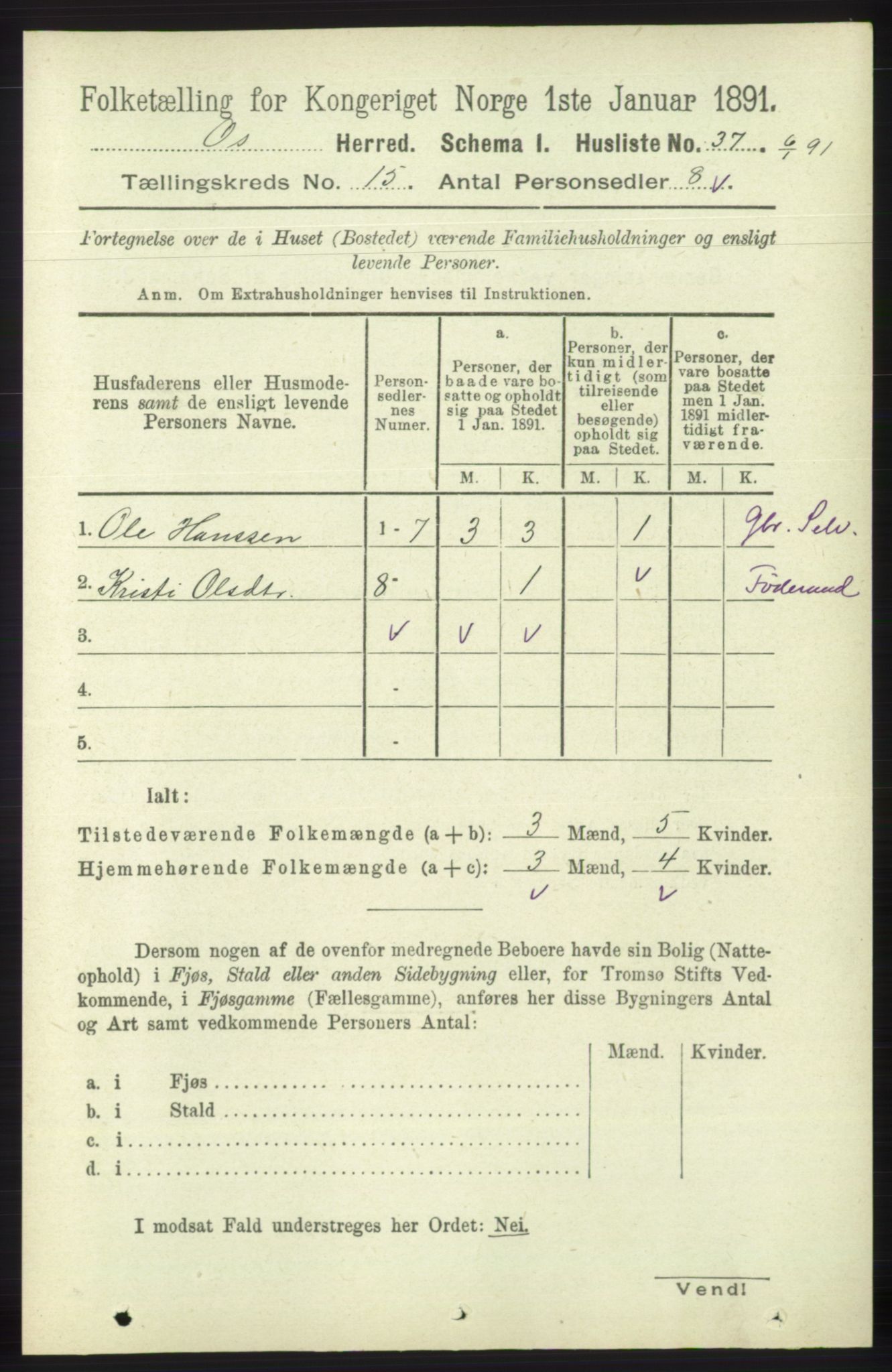 RA, 1891 census for 1243 Os, 1891, p. 3262