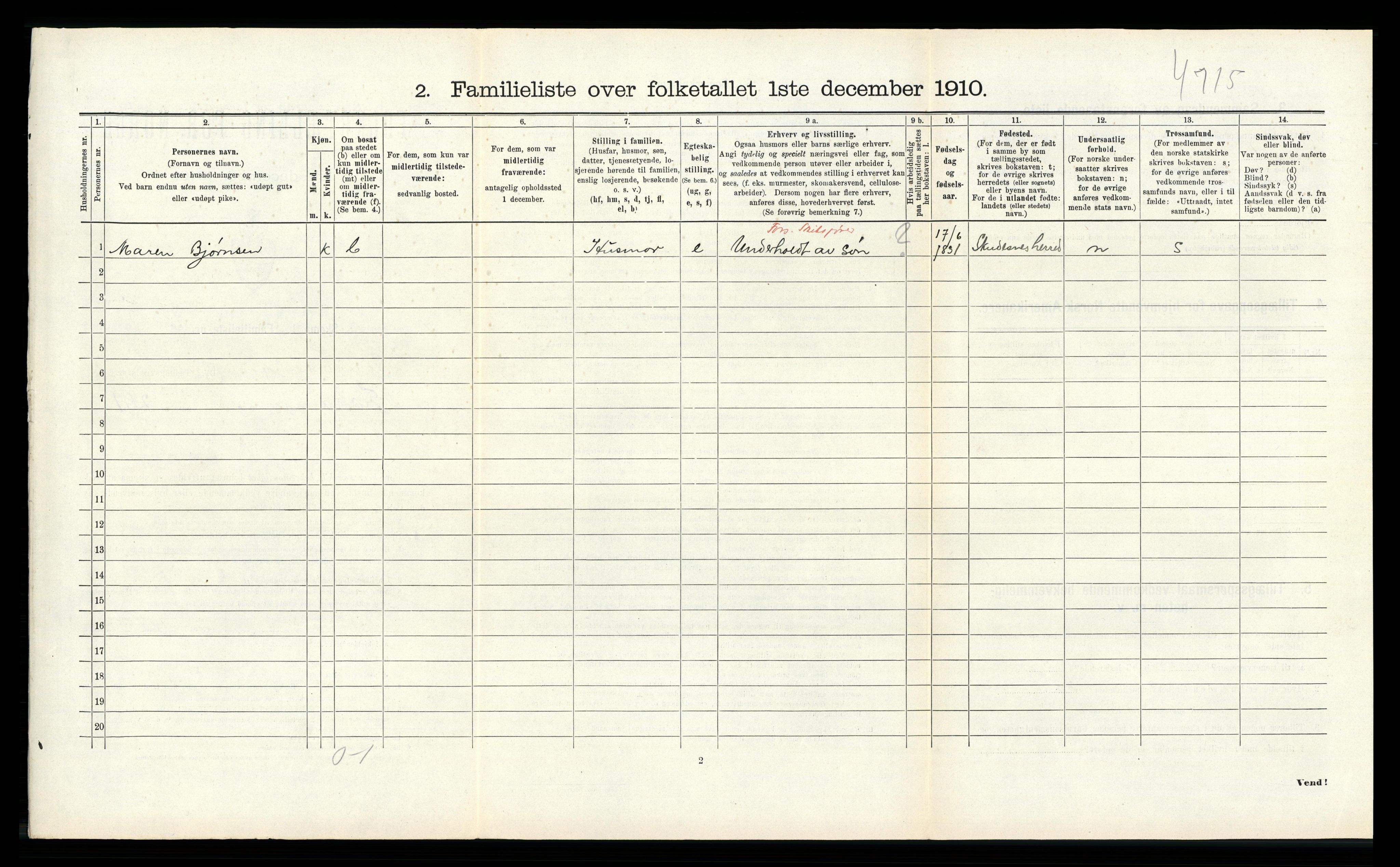 RA, 1910 census for Skudeneshavn, 1910, p. 516