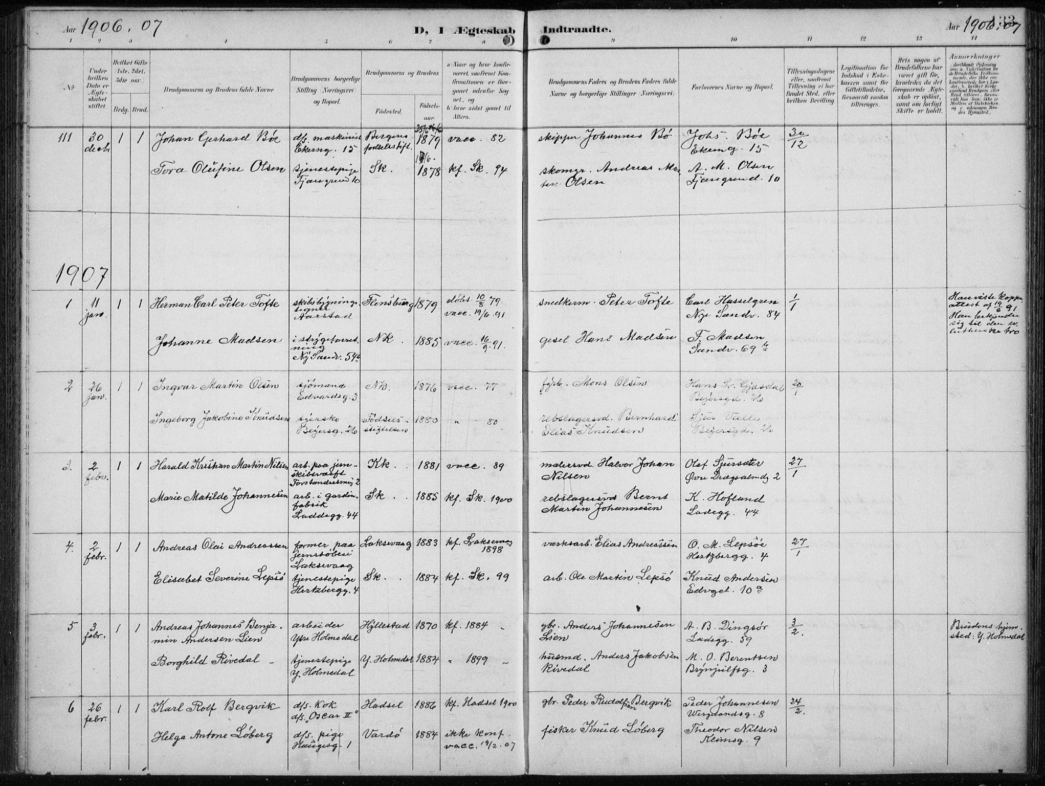 Sandviken Sokneprestembete, SAB/A-77601/H/Ha/L0014: Parish register (official) no. D 1, 1896-1911, p. 133