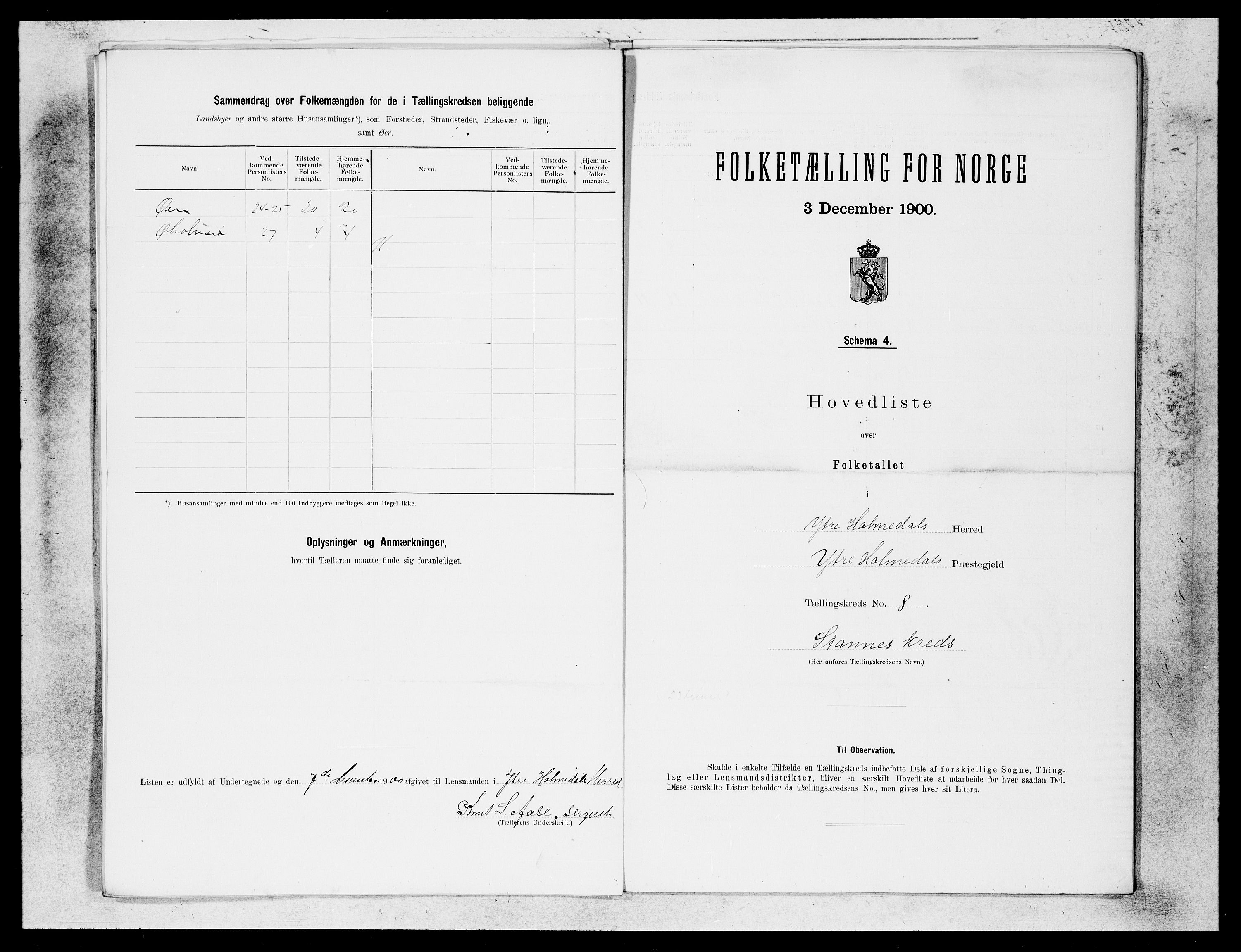 SAB, 1900 census for Ytre Holmedal, 1900, p. 17