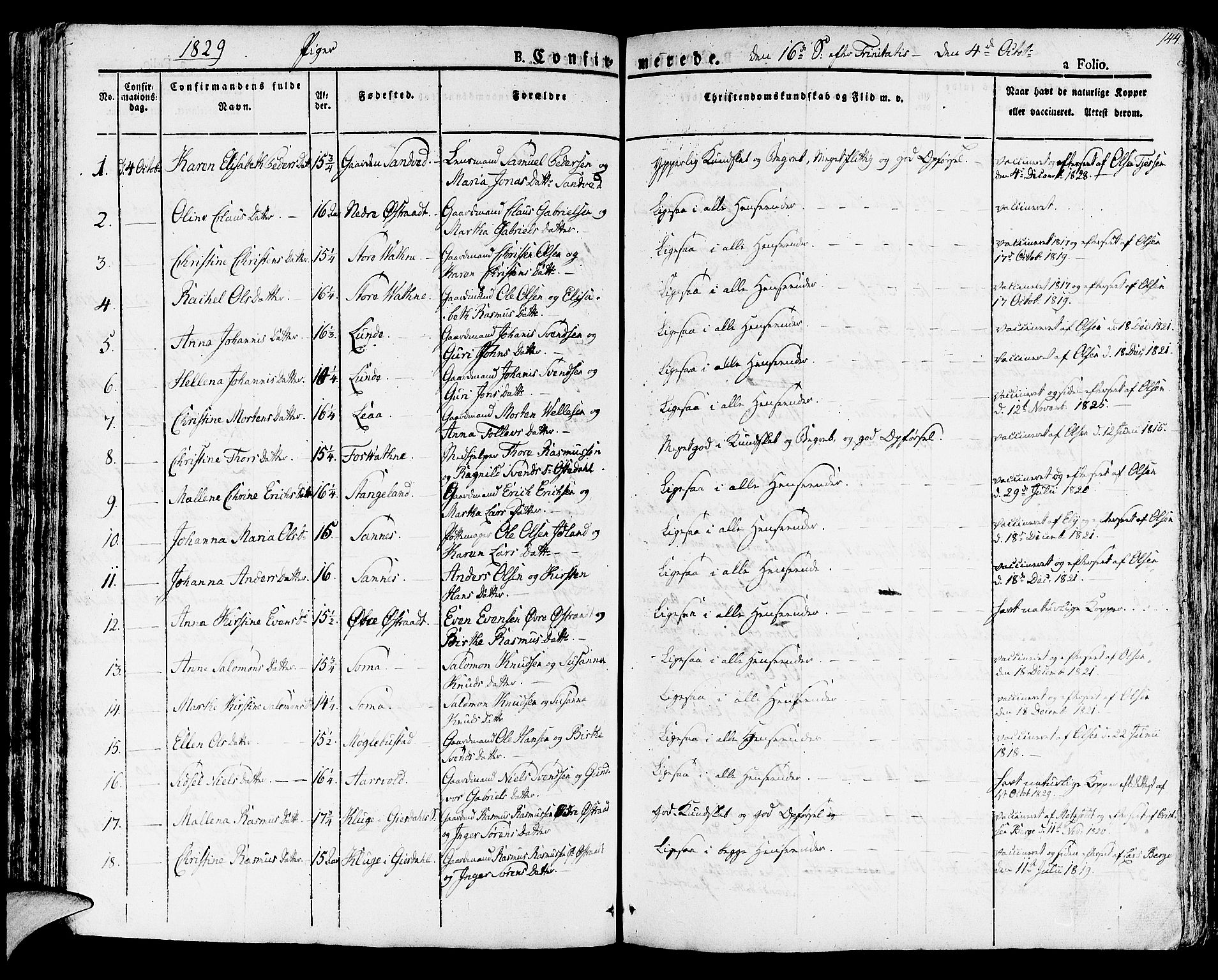 Høyland sokneprestkontor, AV/SAST-A-101799/001/30BA/L0007: Parish register (official) no. A 7 /1, 1825-1841, p. 144