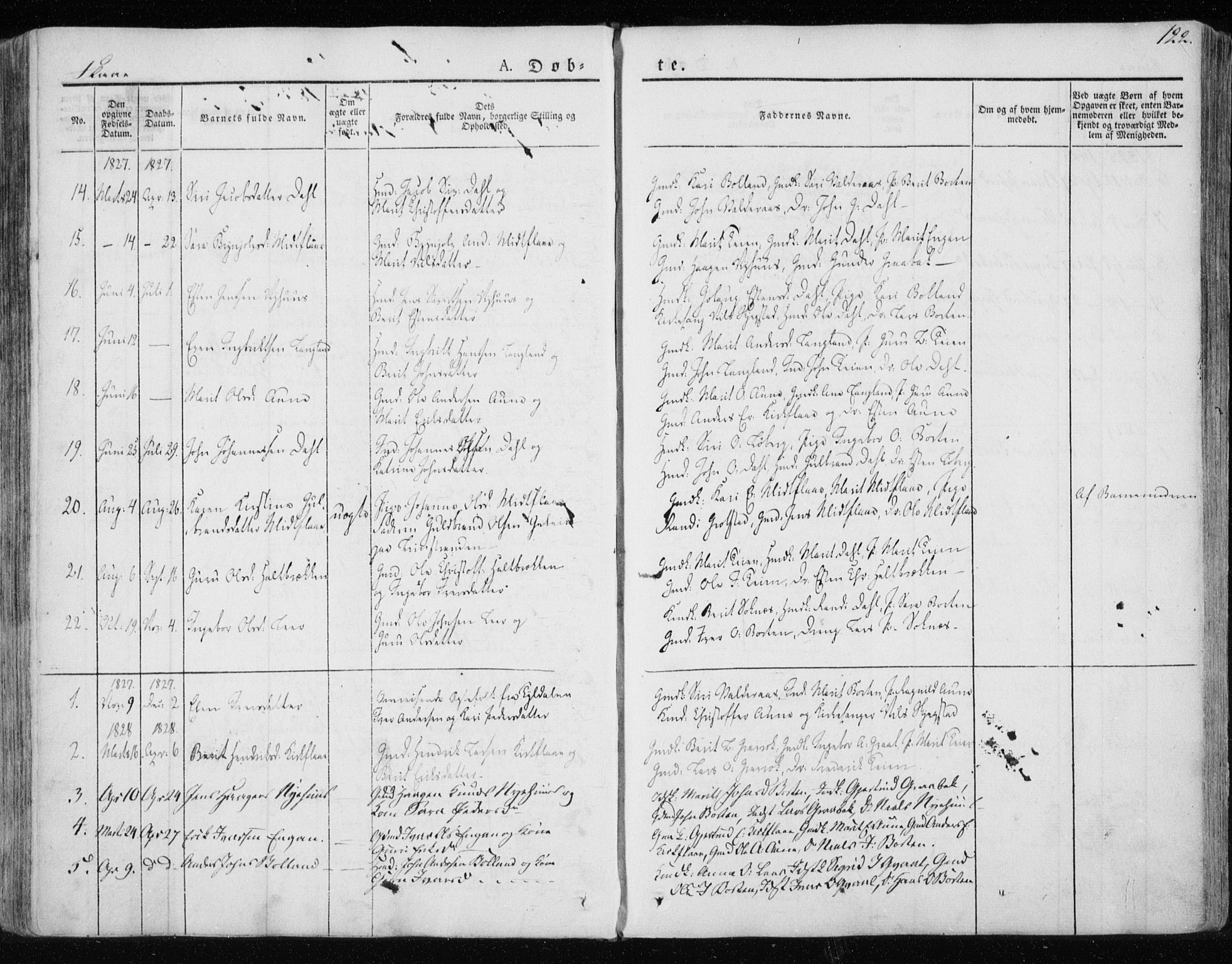 Ministerialprotokoller, klokkerbøker og fødselsregistre - Sør-Trøndelag, AV/SAT-A-1456/691/L1069: Parish register (official) no. 691A04, 1826-1841, p. 122