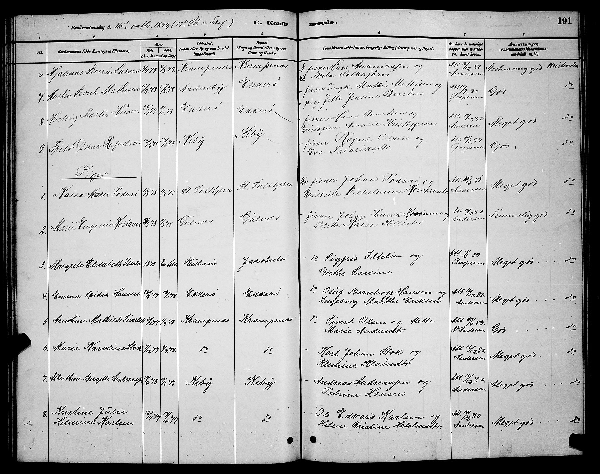 Vadsø sokneprestkontor, SATØ/S-1325/H/Hb/L0003klokker: Parish register (copy) no. 3, 1881-1901, p. 191