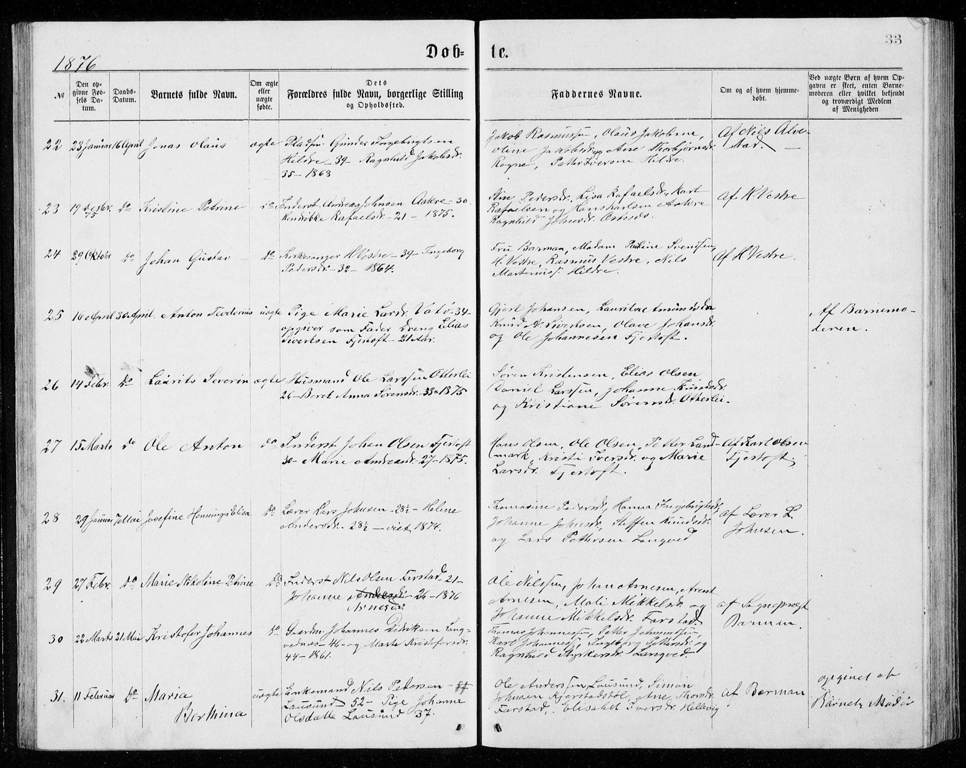 Ministerialprotokoller, klokkerbøker og fødselsregistre - Møre og Romsdal, AV/SAT-A-1454/536/L0509: Parish register (copy) no. 536C04, 1871-1881, p. 33