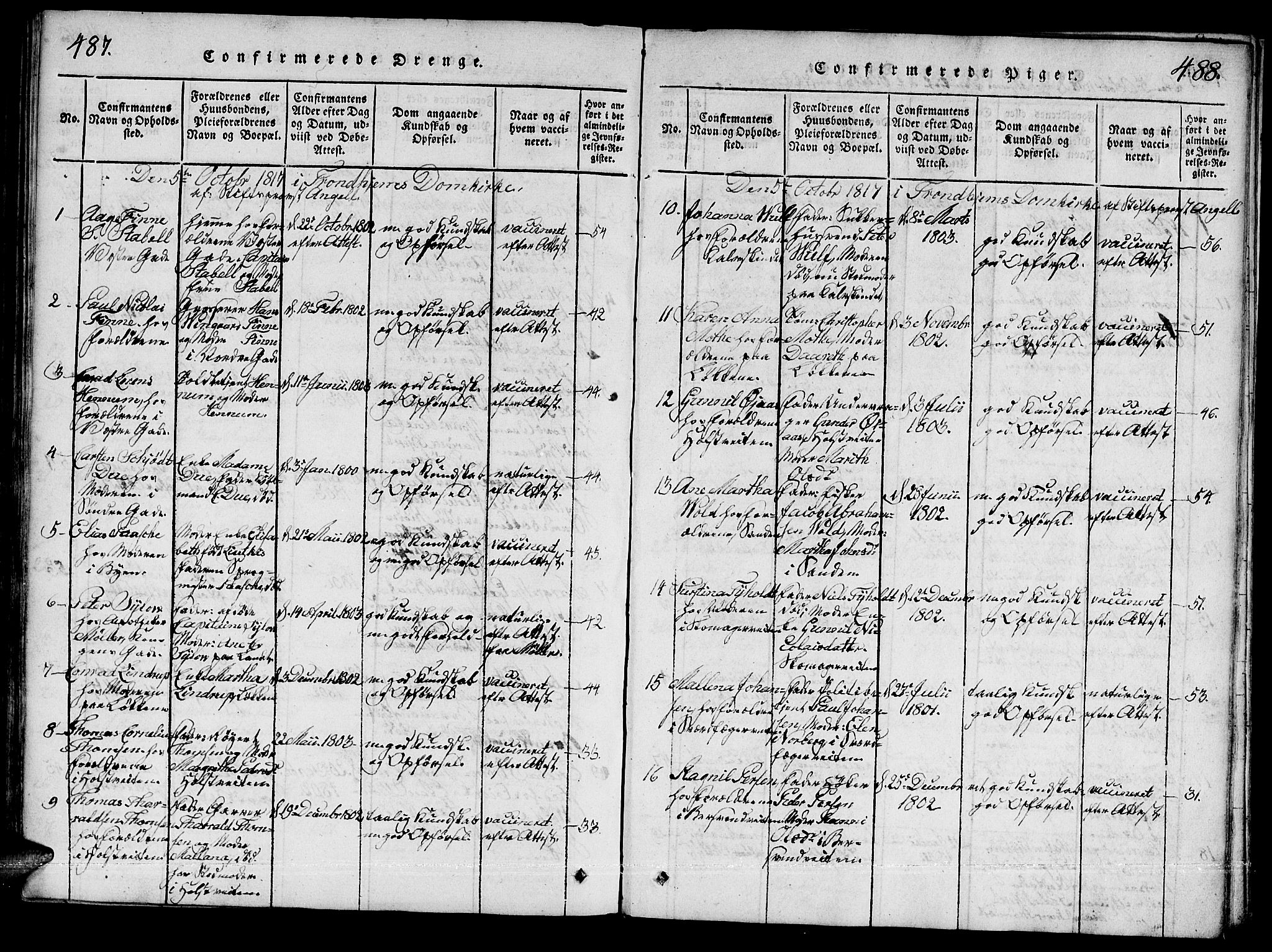 Ministerialprotokoller, klokkerbøker og fødselsregistre - Sør-Trøndelag, SAT/A-1456/601/L0043: Parish register (official) no. 601A11, 1815-1821, p. 487-488