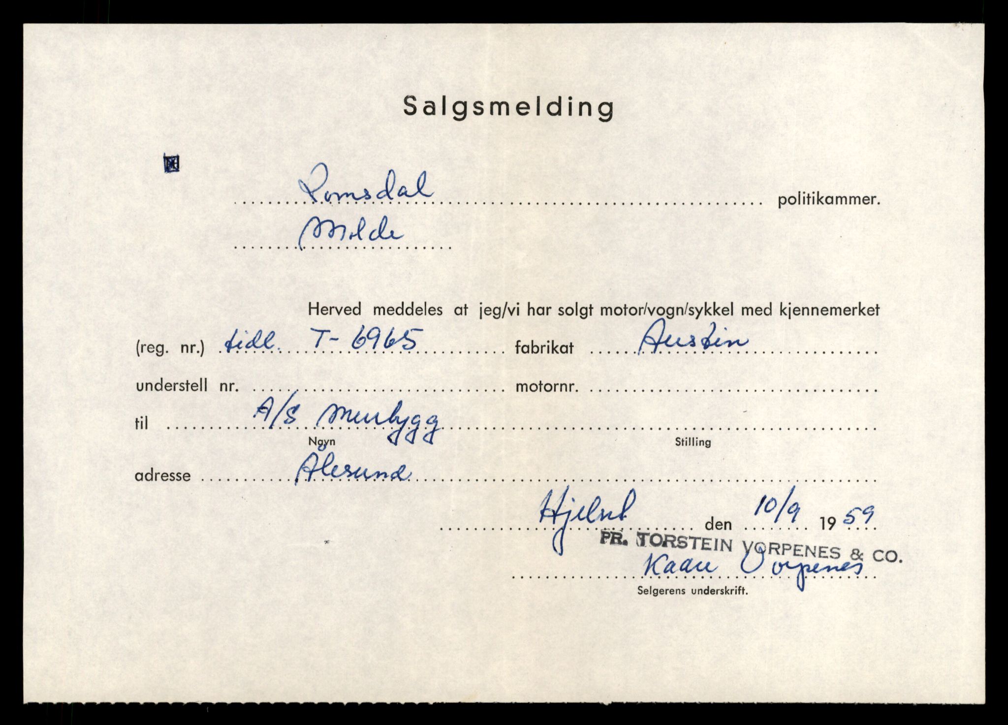 Møre og Romsdal vegkontor - Ålesund trafikkstasjon, AV/SAT-A-4099/F/Fe/L0035: Registreringskort for kjøretøy T 12653 - T 12829, 1927-1998, p. 2606