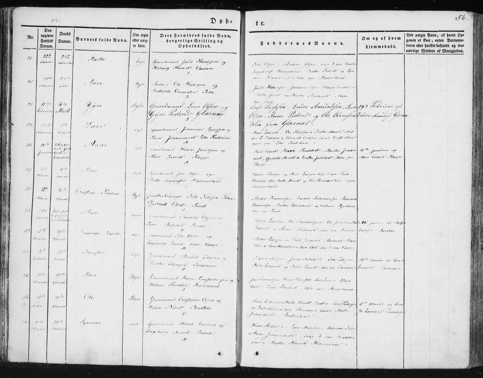 Sund sokneprestembete, AV/SAB-A-99930: Parish register (official) no. A 13, 1835-1849, p. 56