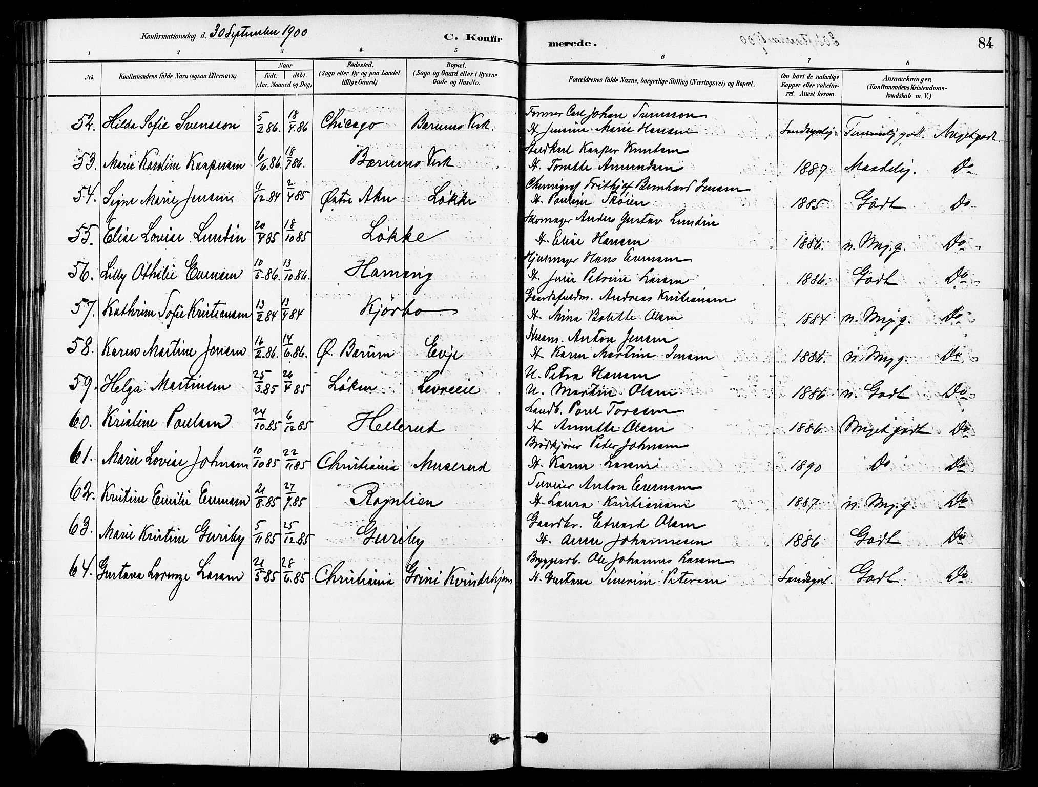 Asker prestekontor Kirkebøker, AV/SAO-A-10256a/F/Fb/L0002: Parish register (official) no. II 2, 1879-1921, p. 84