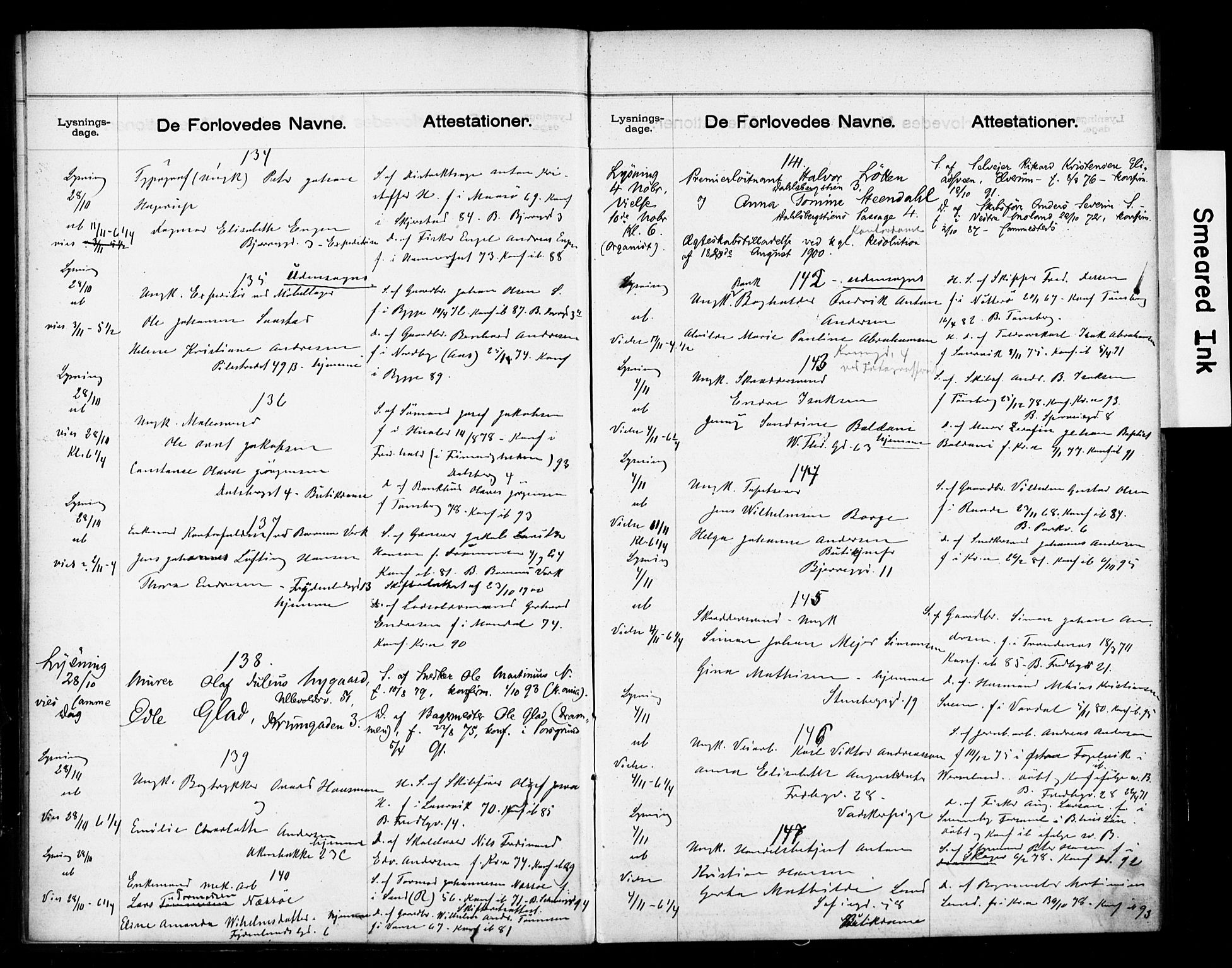 Gamle Aker prestekontor Kirkebøker, AV/SAO-A-10617a/H/L0003: Banns register no. 3, 1900-1909