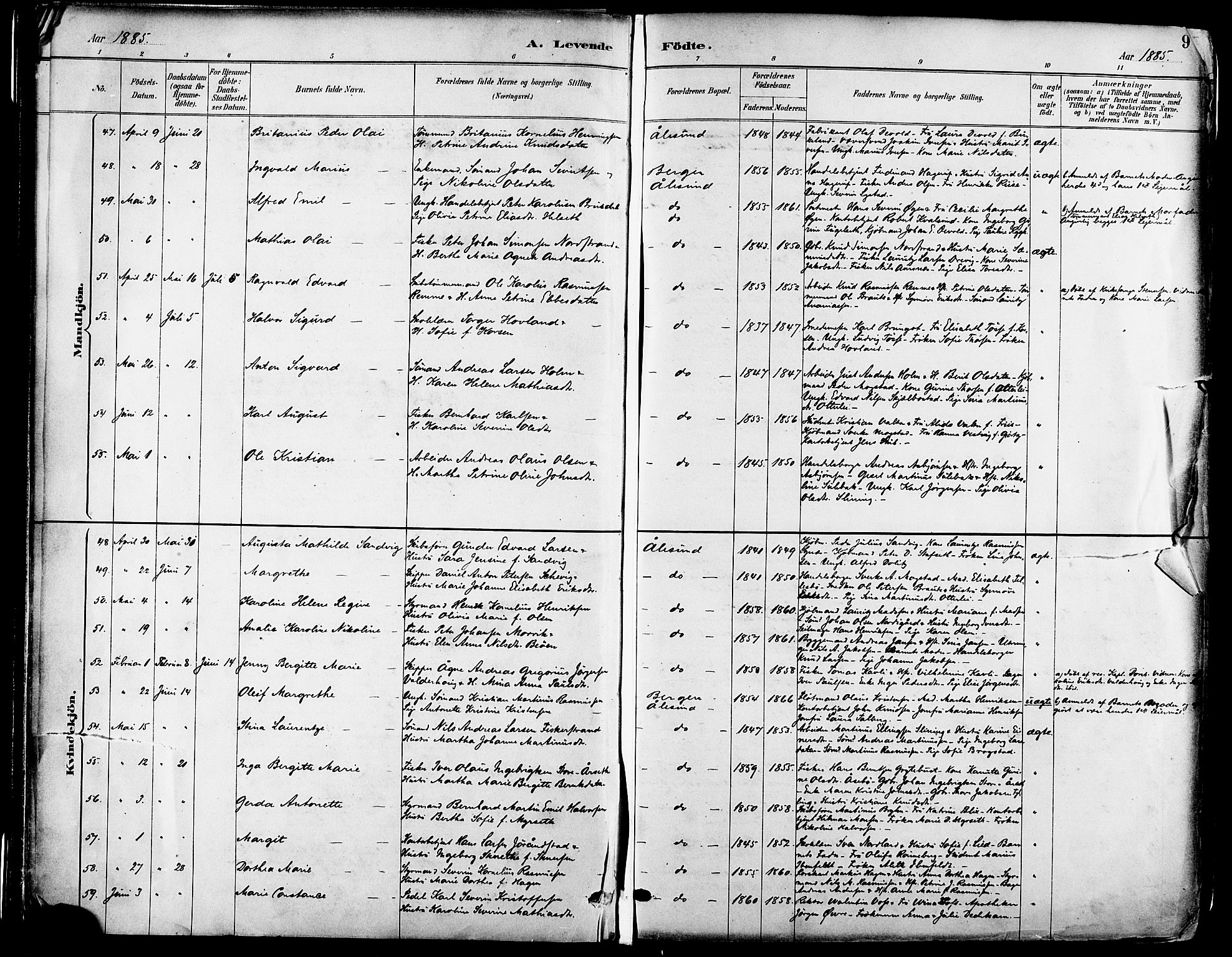 Ministerialprotokoller, klokkerbøker og fødselsregistre - Møre og Romsdal, AV/SAT-A-1454/529/L0455: Parish register (official) no. 529A05, 1885-1893, p. 9