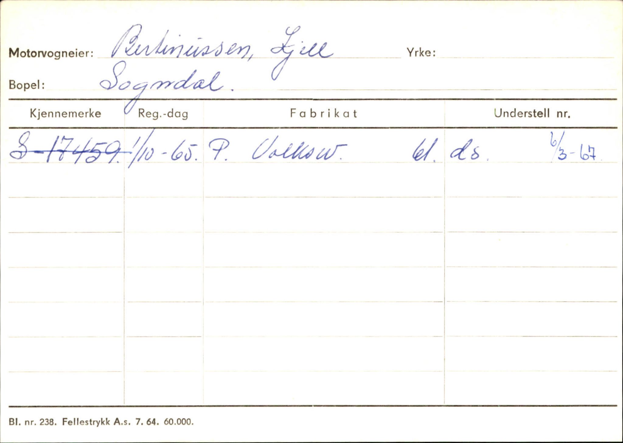 Statens vegvesen, Sogn og Fjordane vegkontor, AV/SAB-A-5301/4/F/L0124: Eigarregister Sogndal A-U, 1945-1975, p. 118