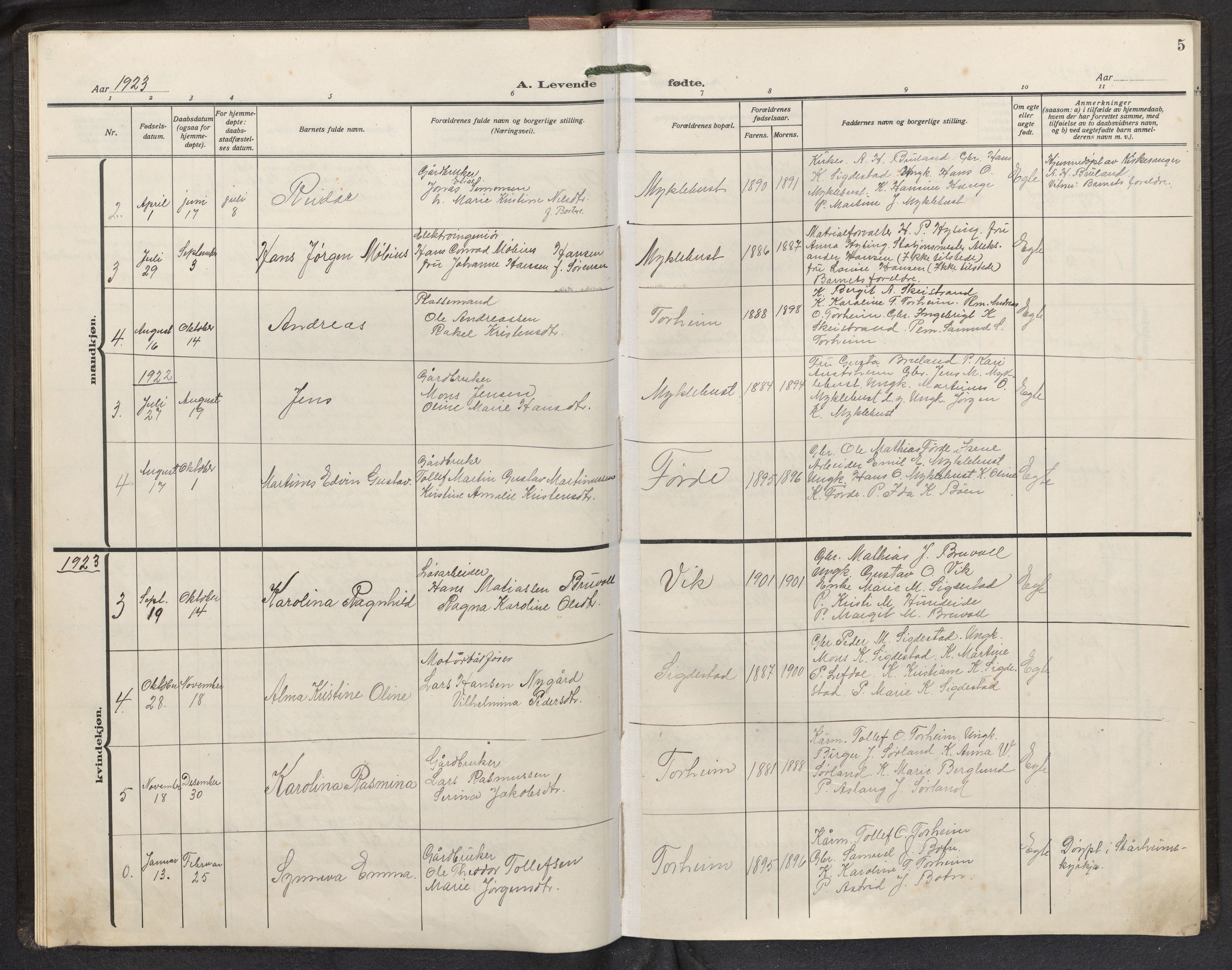 Davik sokneprestembete, SAB/A-79701/H/Hab/Habd/L0003: Parish register (copy) no. D 3, 1917-1953, p. 4b-5a