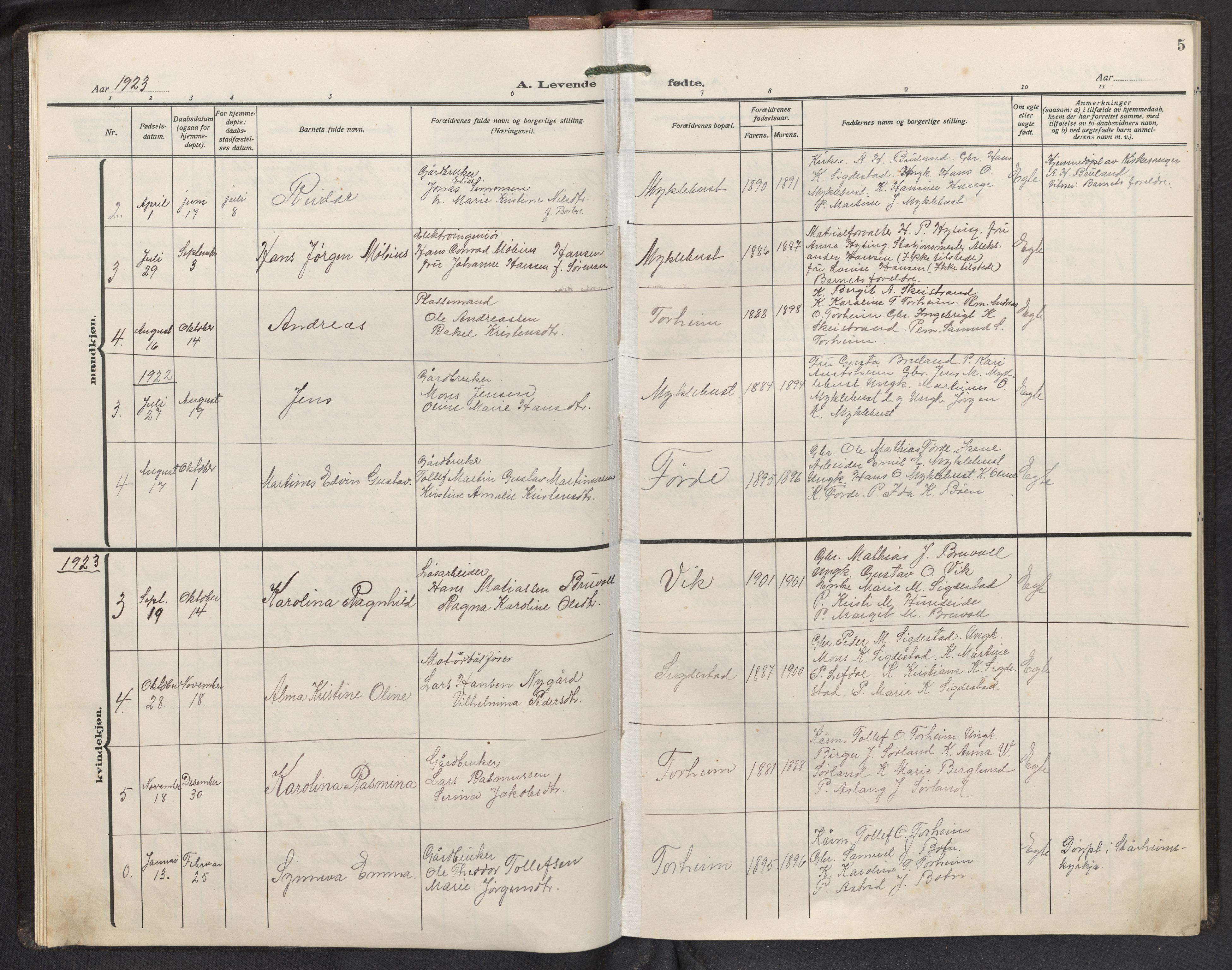 Davik sokneprestembete, AV/SAB-A-79701/H/Hab/Habd/L0003: Parish register (copy) no. D 3, 1917-1953, p. 4b-5a