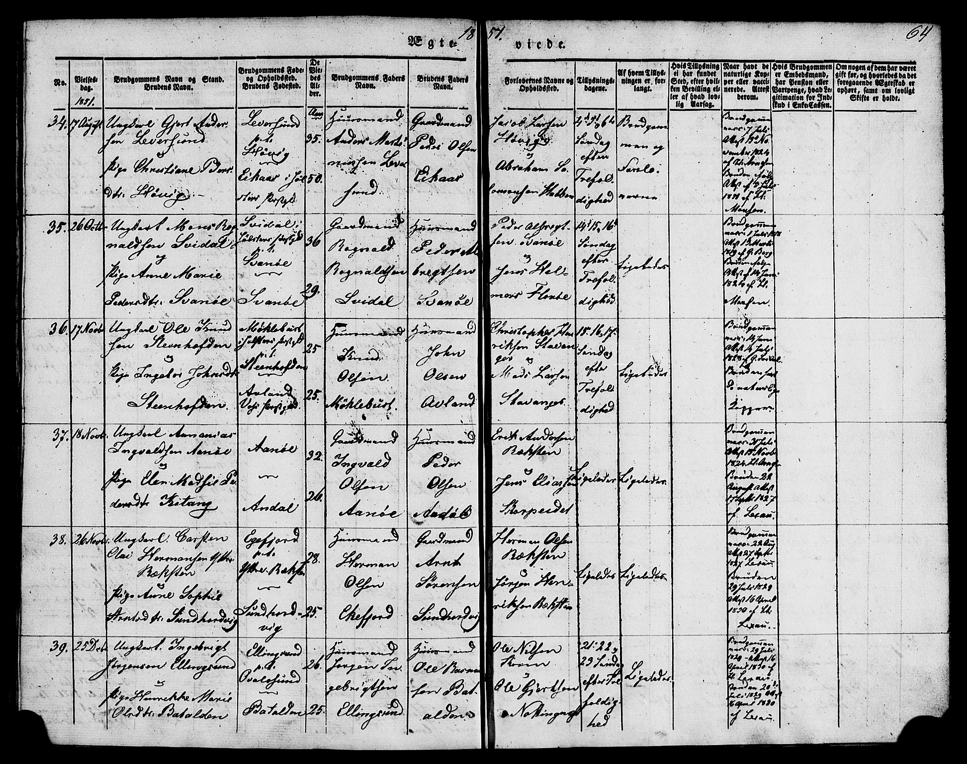 Kinn sokneprestembete, AV/SAB-A-80801/H/Haa/Haaa/L0009: Parish register (official) no. A 9, 1841-1852, p. 64