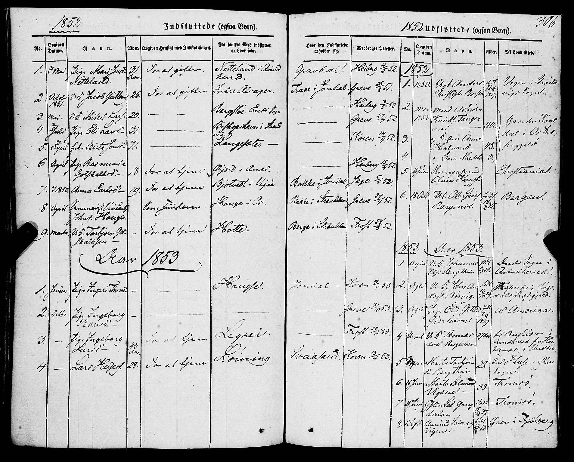 Strandebarm sokneprestembete, SAB/A-78401/H/Haa: Parish register (official) no. A 7, 1844-1872, p. 306