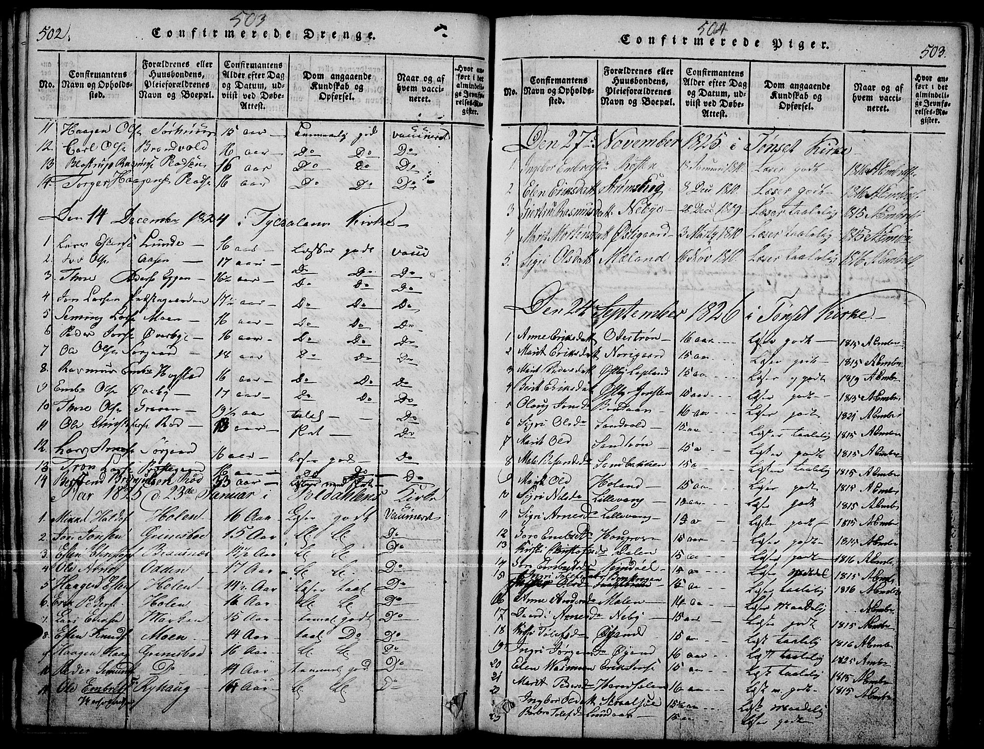 Tynset prestekontor, SAH/PREST-058/H/Ha/Haa/L0018: Parish register (official) no. 18, 1815-1829, p. 502-503