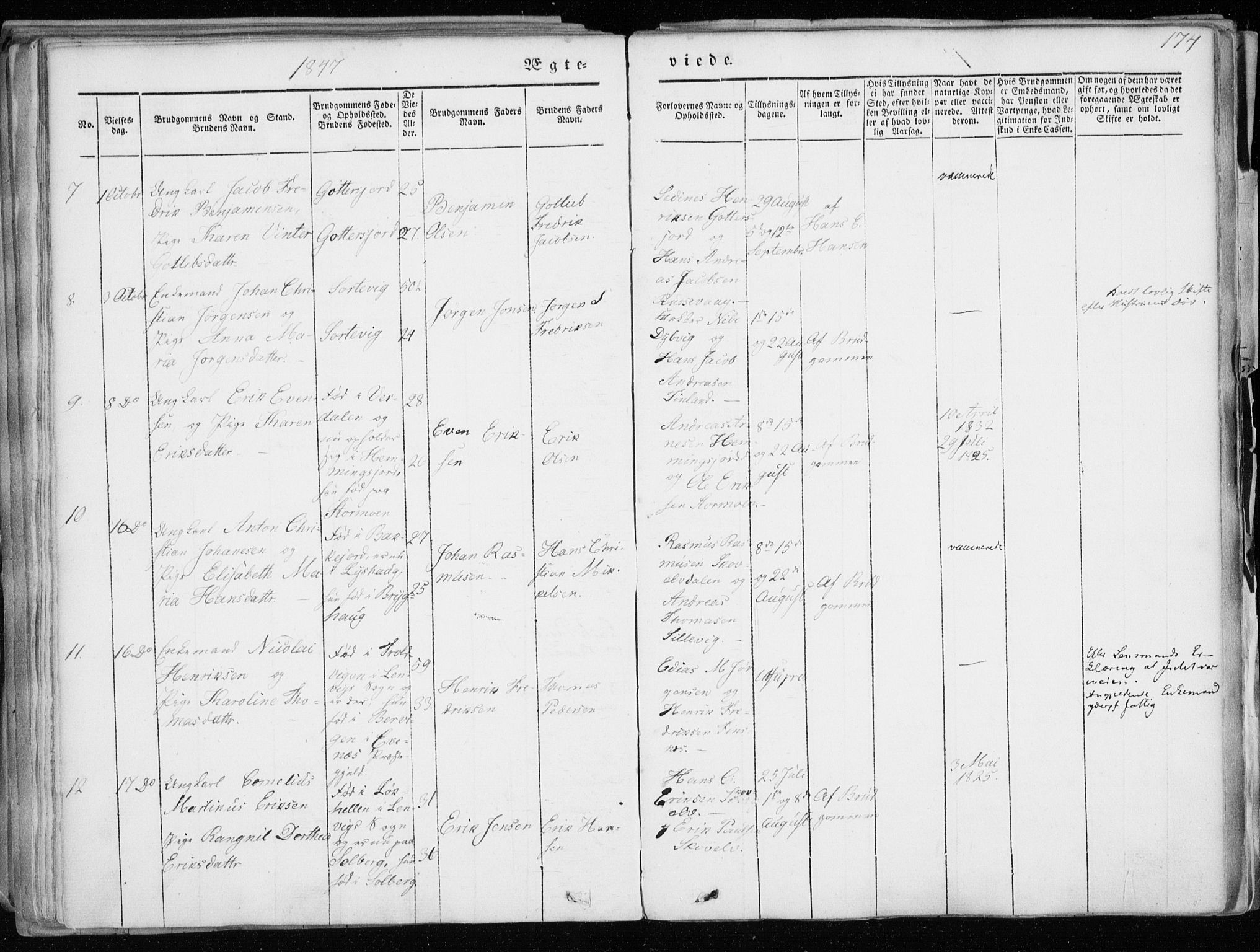 Tranøy sokneprestkontor, SATØ/S-1313/I/Ia/Iaa/L0006kirke: Parish register (official) no. 6, 1844-1855, p. 174