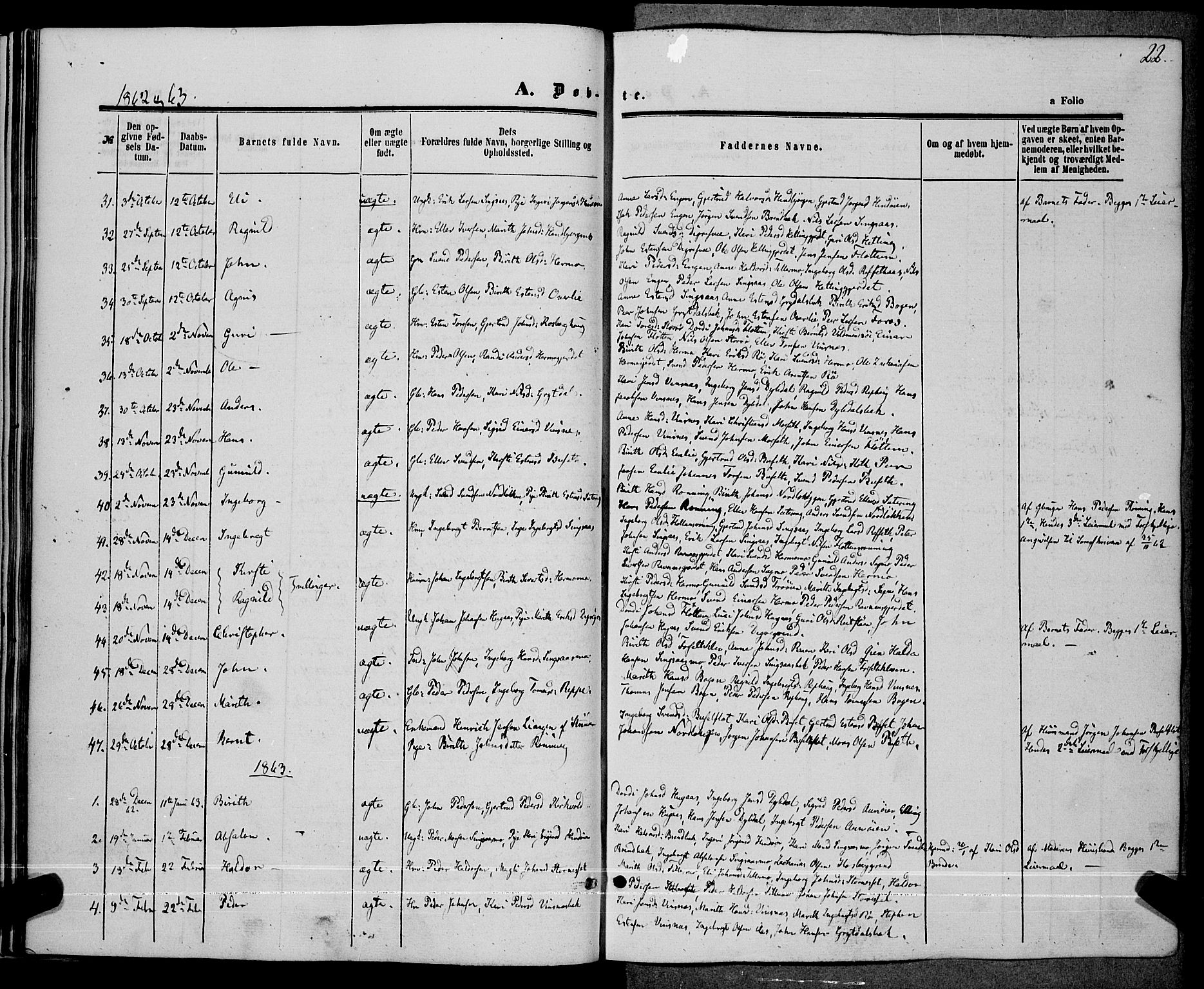 Ministerialprotokoller, klokkerbøker og fødselsregistre - Sør-Trøndelag, AV/SAT-A-1456/685/L0967: Parish register (official) no. 685A07 /2, 1860-1869, p. 22