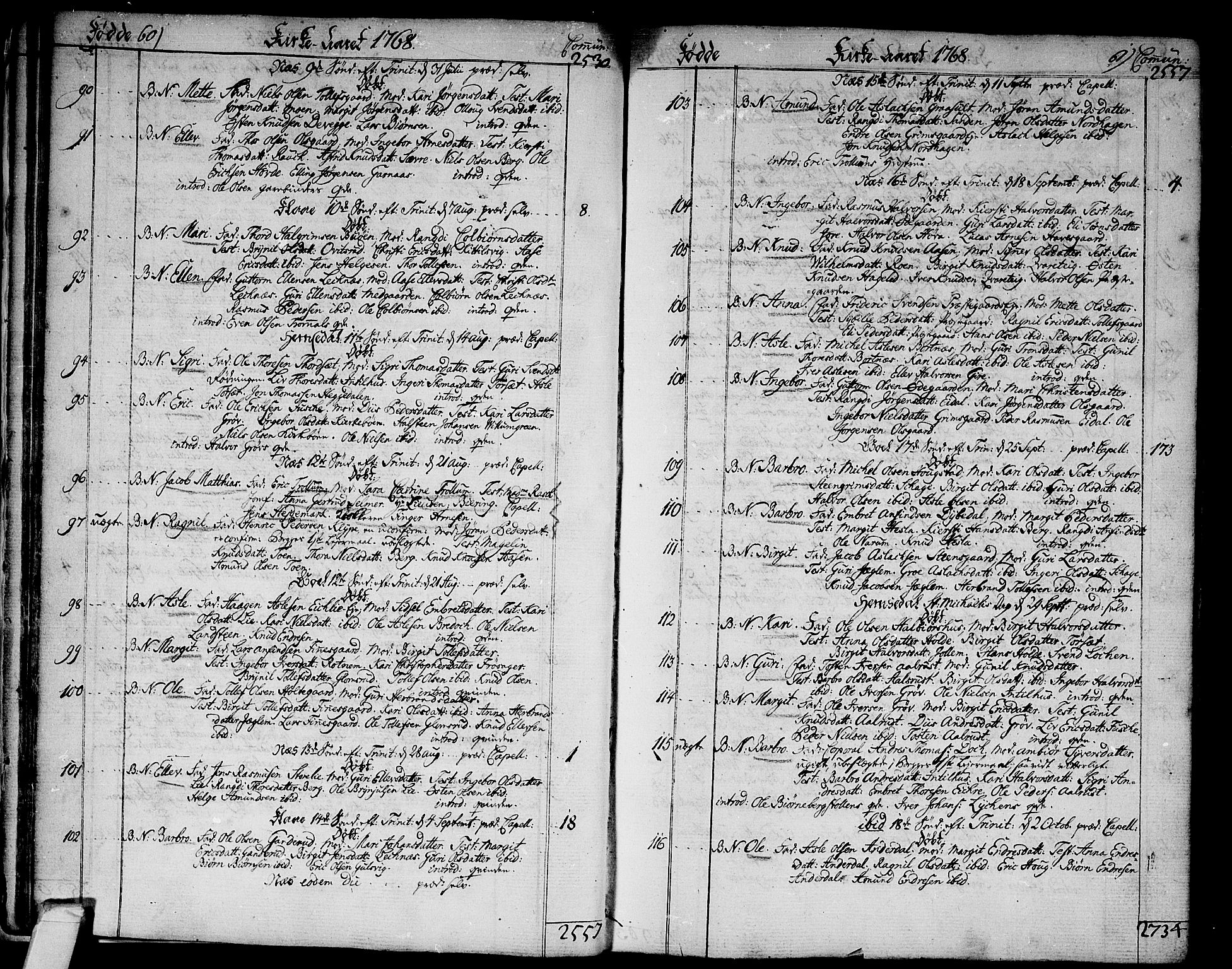 Nes kirkebøker, AV/SAKO-A-236/F/Fa/L0004: Parish register (official) no. 4, 1764-1786, p. 60-61