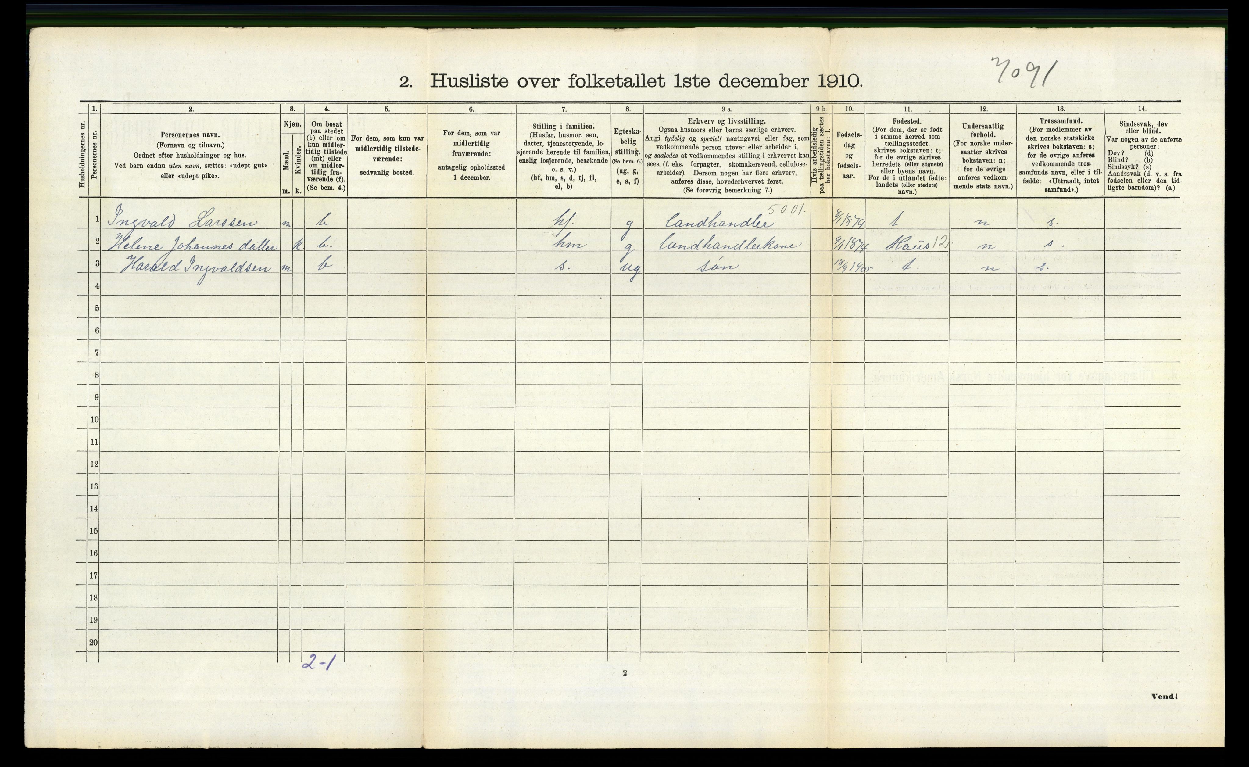 RA, 1910 census for Lindås, 1910, p. 1243