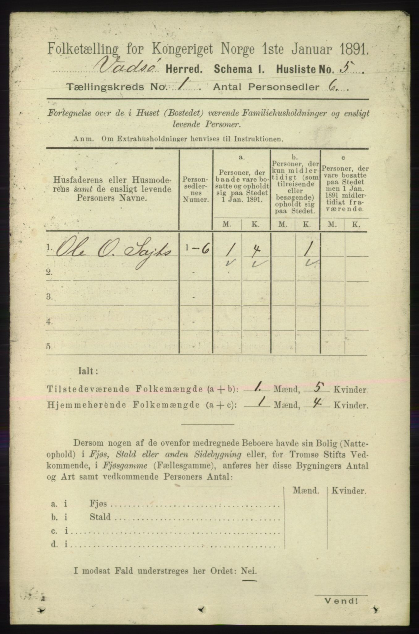 RA, 1891 census for 2029 Vadsø, 1891, p. 18