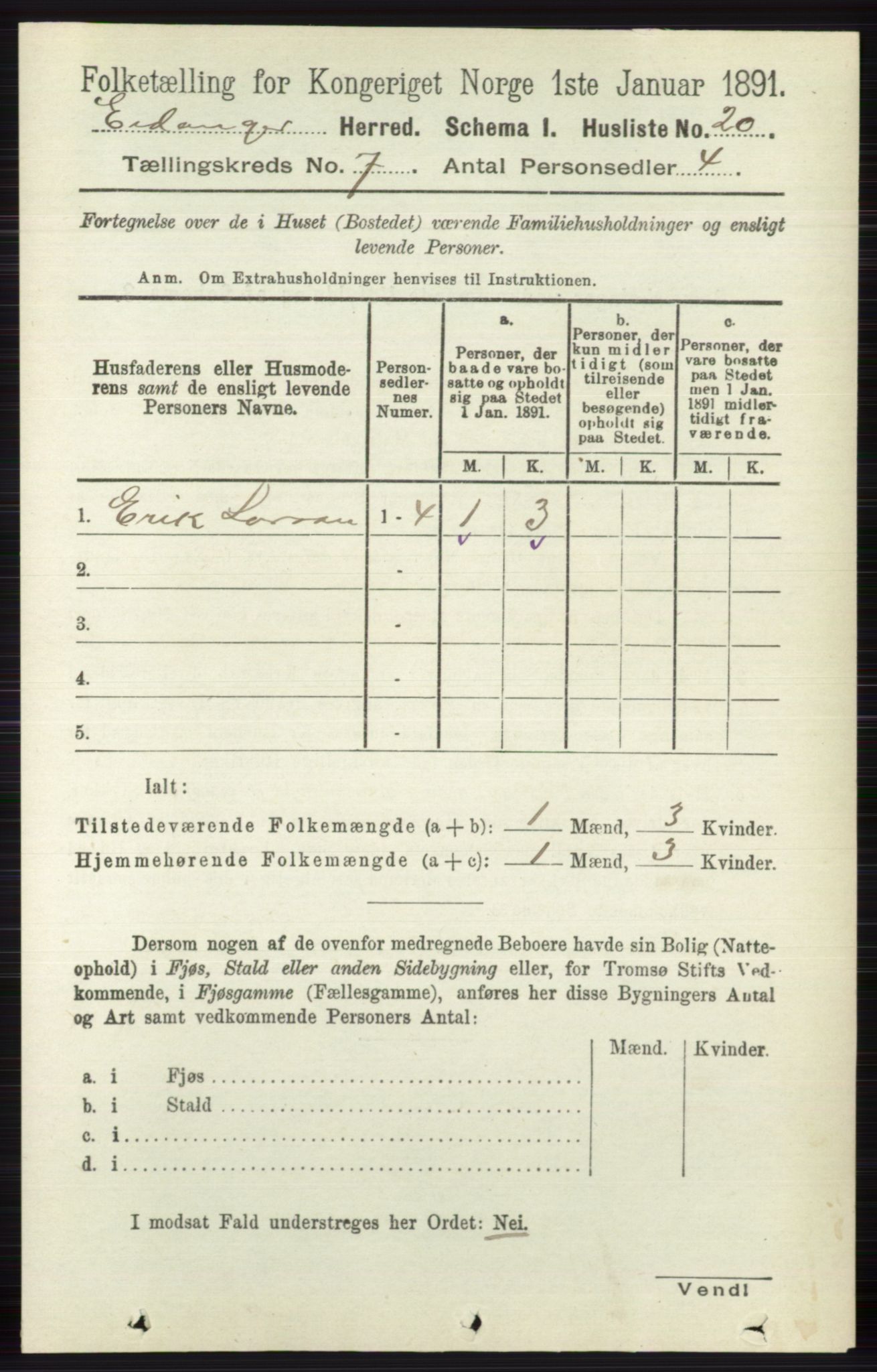 RA, 1891 census for 0813 Eidanger, 1891, p. 2746