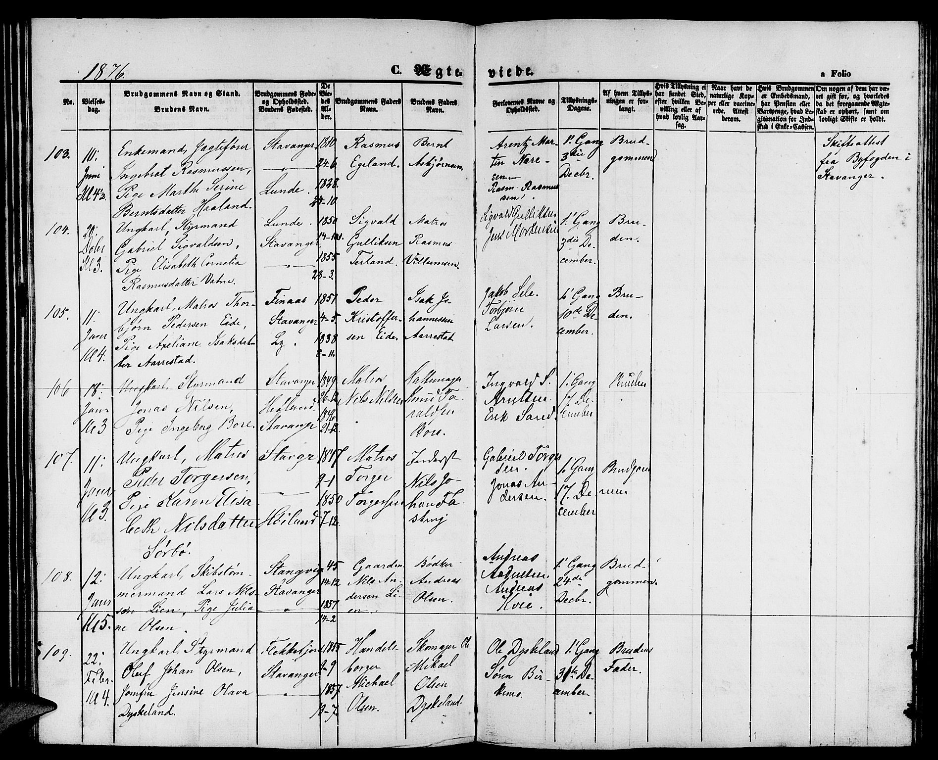 St. Petri sokneprestkontor, AV/SAST-A-101813/001/30/30BB/L0003: Parish register (copy) no. B 3, 1873-1885