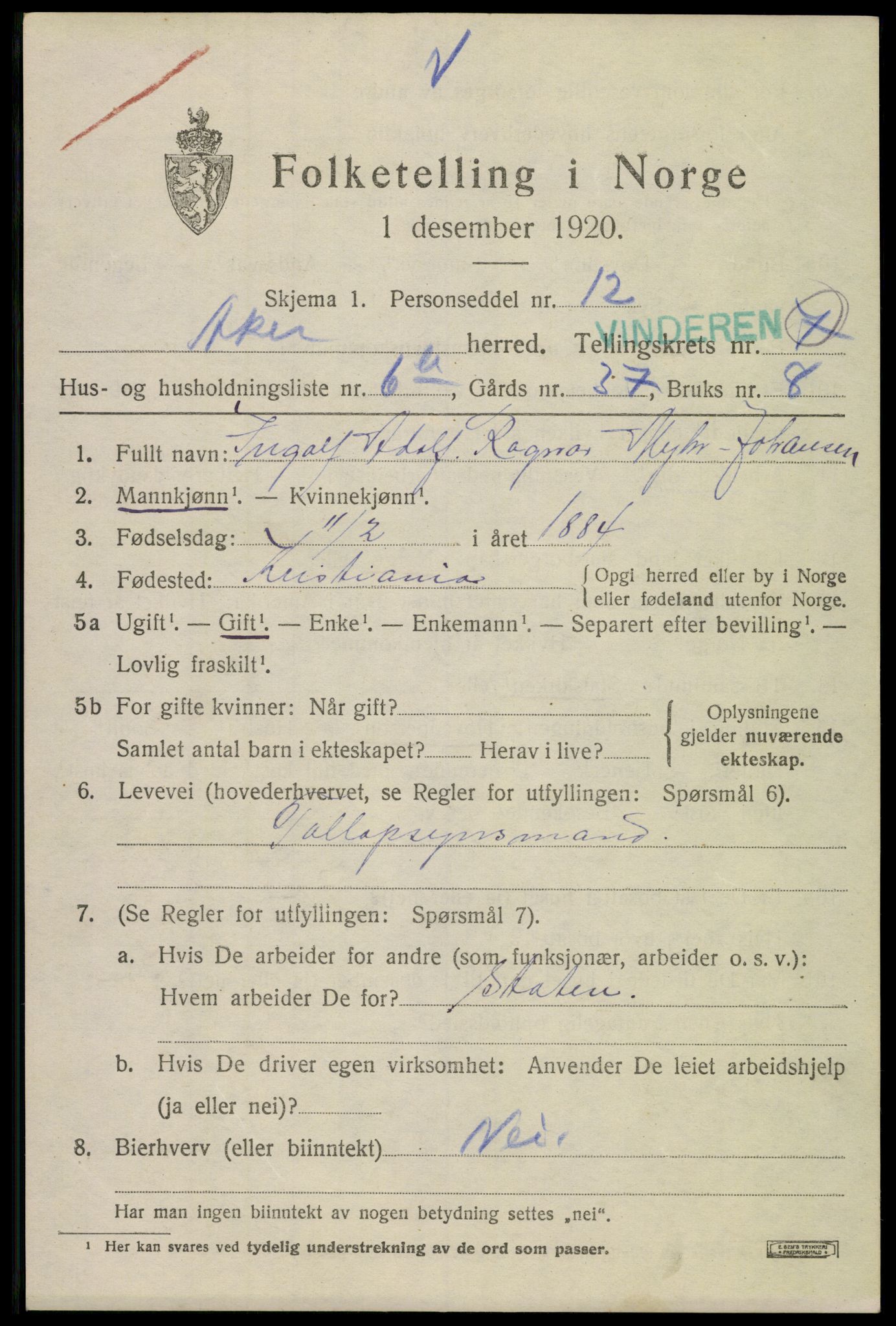 SAO, 1920 census for Aker, 1920, p. 41258