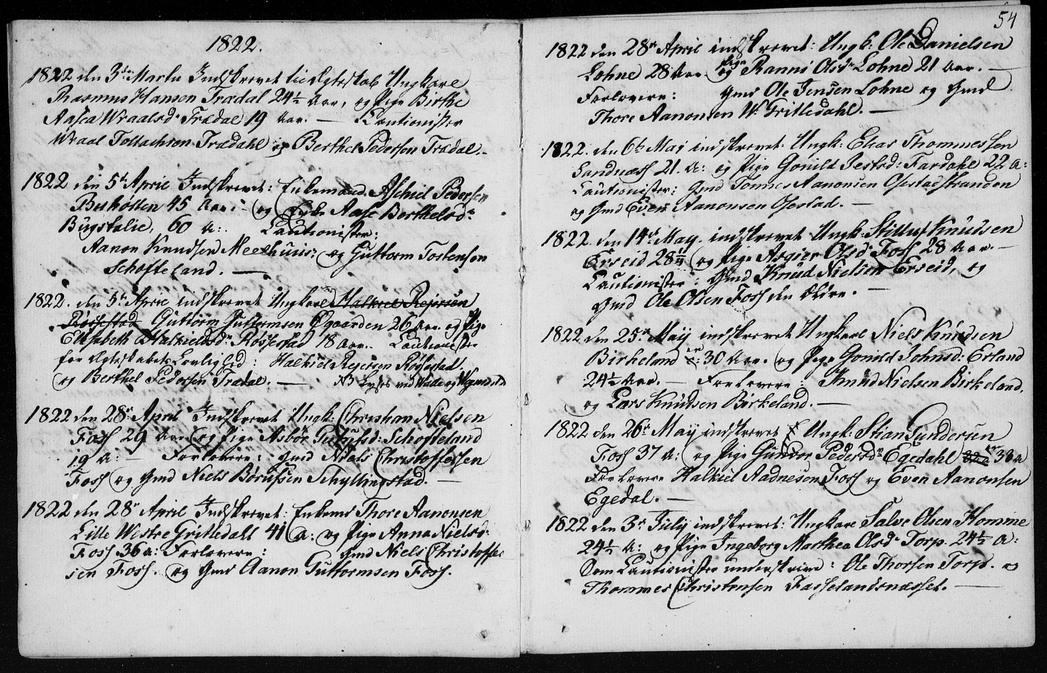 Sør-Audnedal sokneprestkontor, AV/SAK-1111-0039/F/Fa/Fab/L0003: Parish register (official) no. A 3, 1766-1828, p. 54