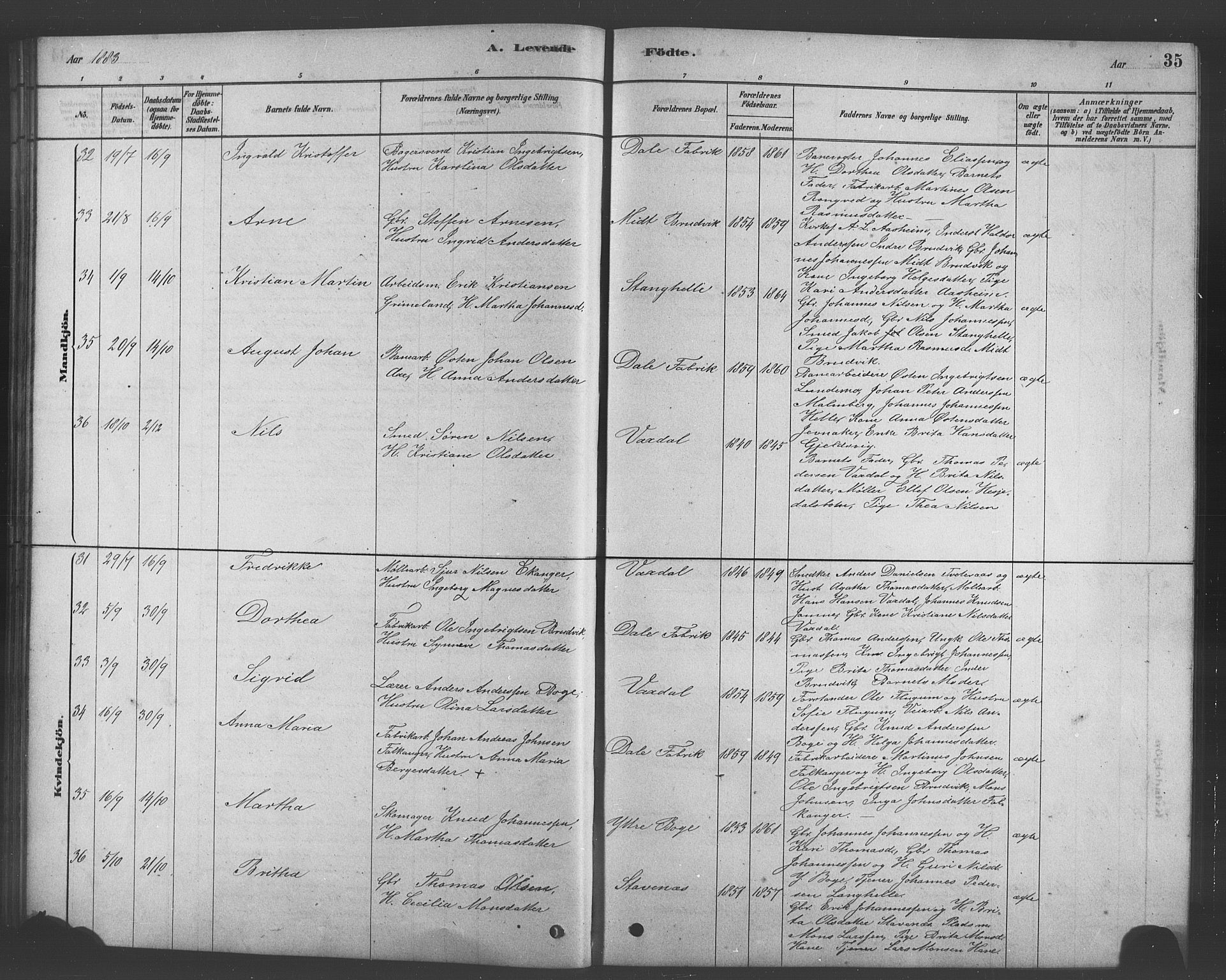 Bruvik Sokneprestembete, AV/SAB-A-74701/H/Hab: Parish register (copy) no. A 1, 1878-1907, p. 35