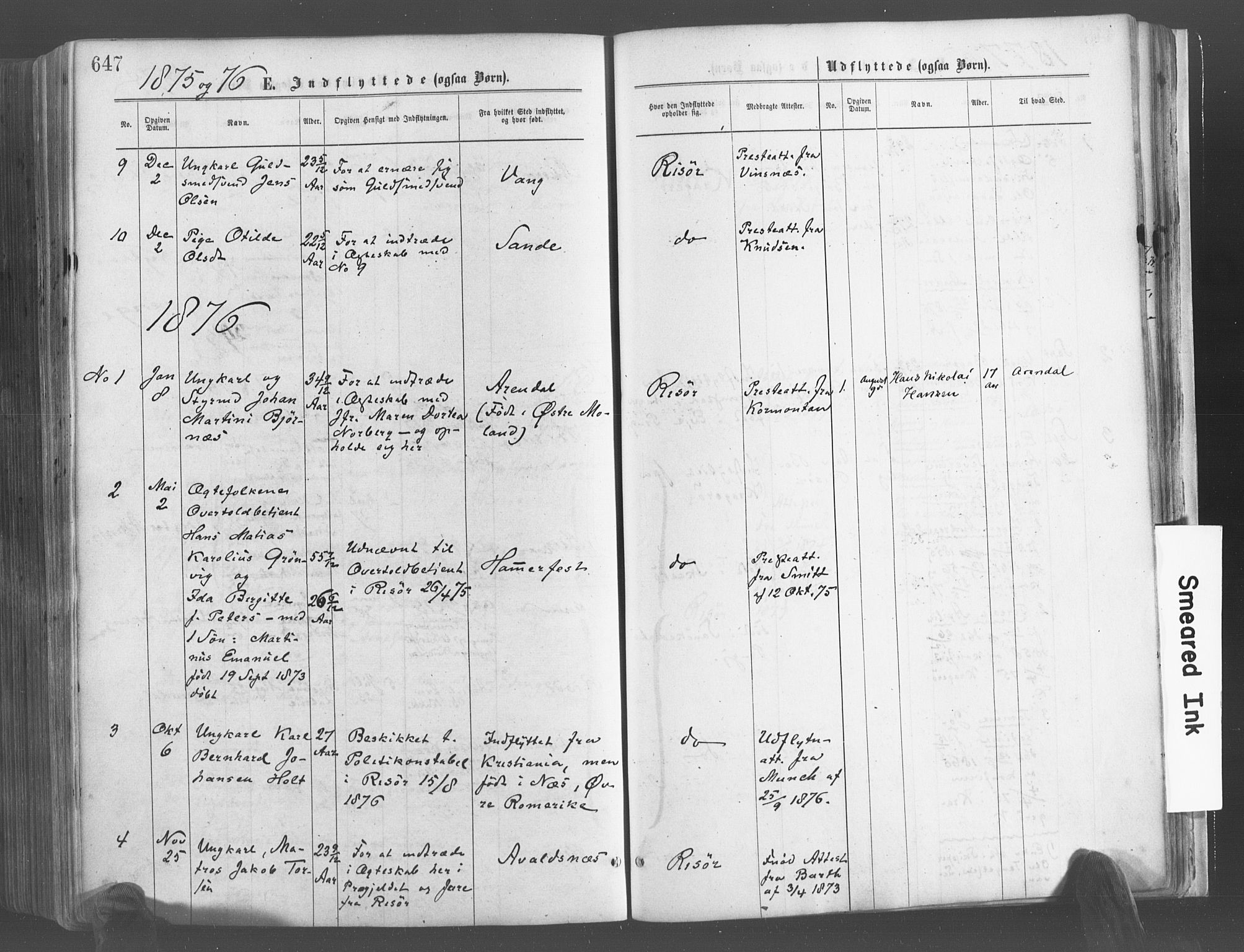 Risør sokneprestkontor, SAK/1111-0035/F/Fa/L0004: Parish register (official) no. A 4, 1865-1882, p. 647