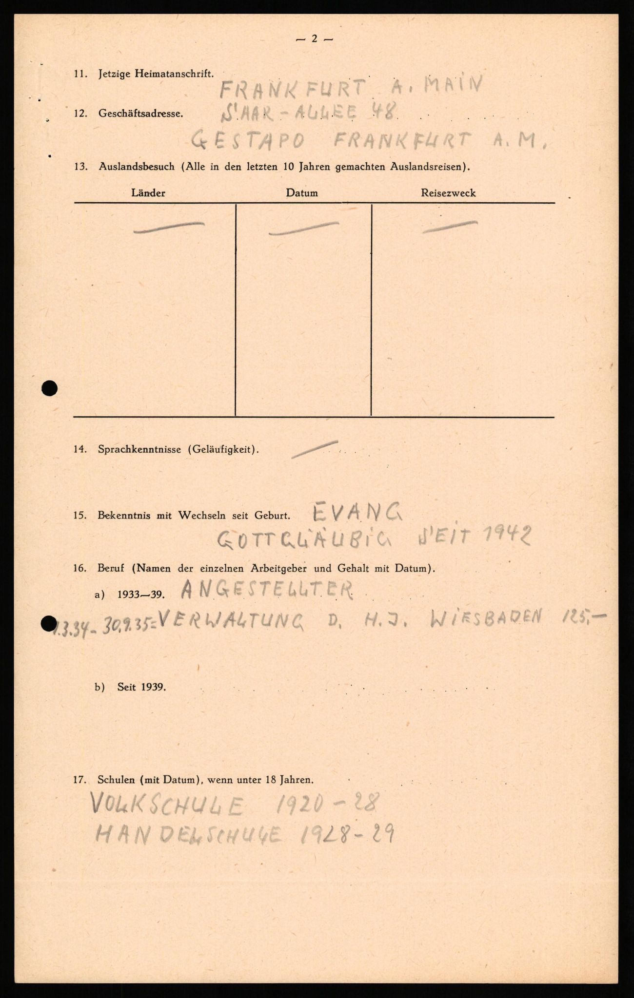 Forsvaret, Forsvarets overkommando II, AV/RA-RAFA-3915/D/Db/L0027: CI Questionaires. Tyske okkupasjonsstyrker i Norge. Tyskere., 1945-1946, p. 279