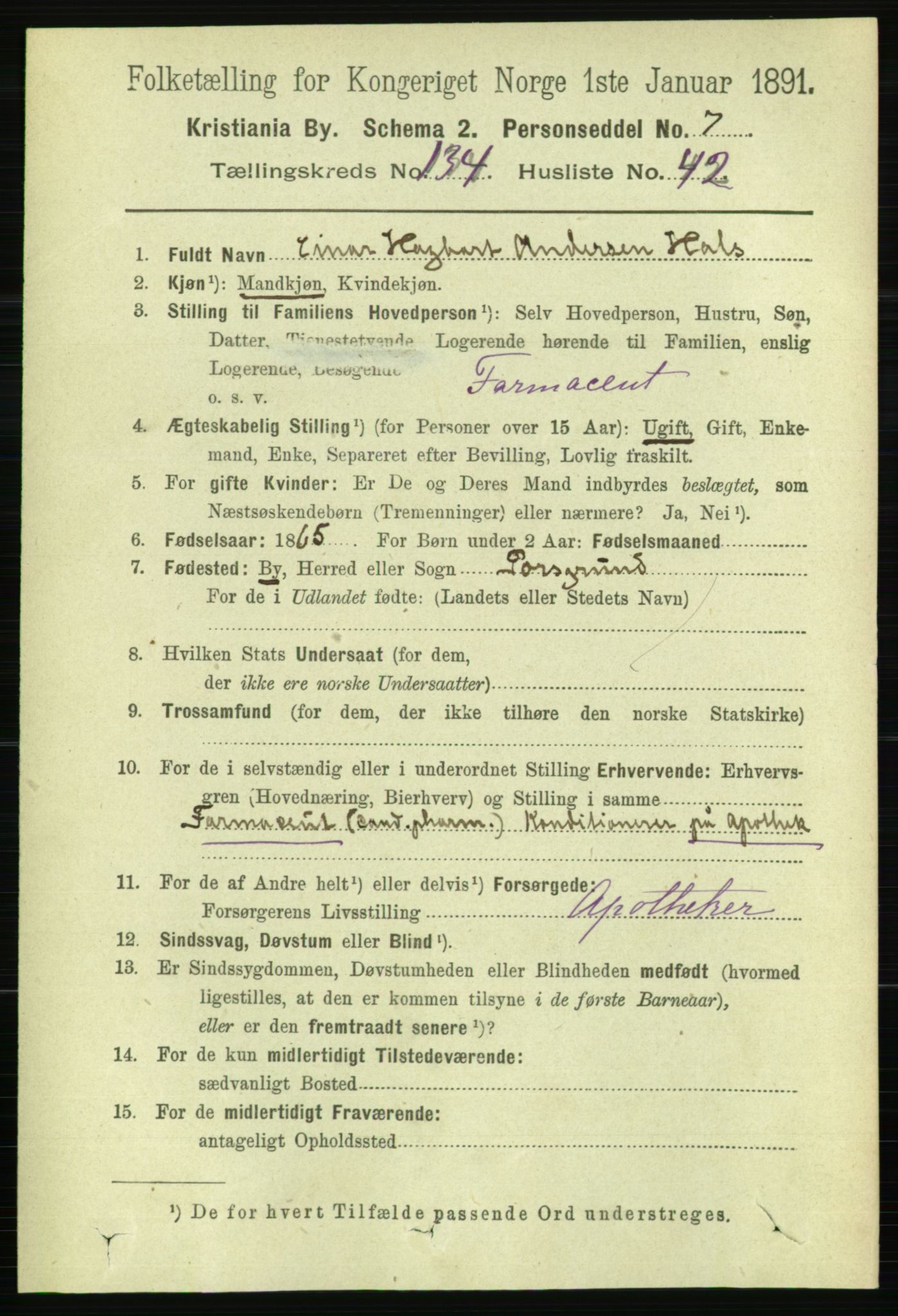 RA, 1891 census for 0301 Kristiania, 1891, p. 74412