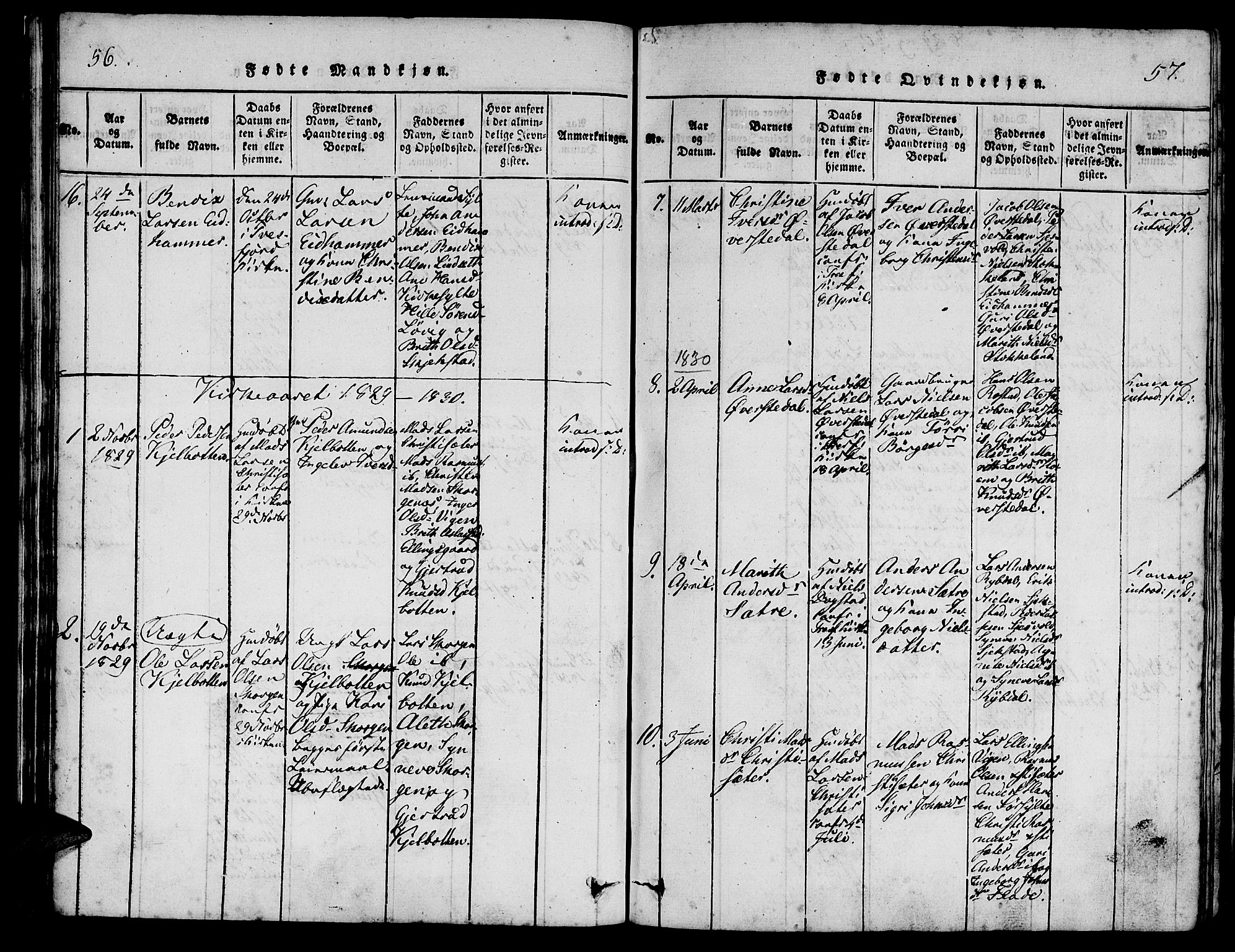 Ministerialprotokoller, klokkerbøker og fødselsregistre - Møre og Romsdal, AV/SAT-A-1454/541/L0544: Parish register (official) no. 541A01, 1818-1847, p. 56-57