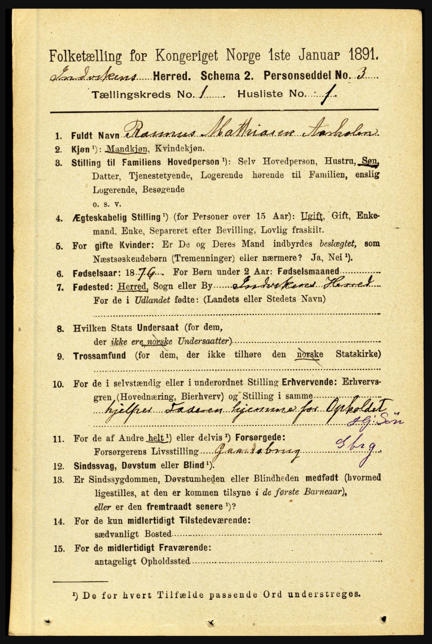 RA, 1891 census for 1447 Innvik, 1891, p. 106