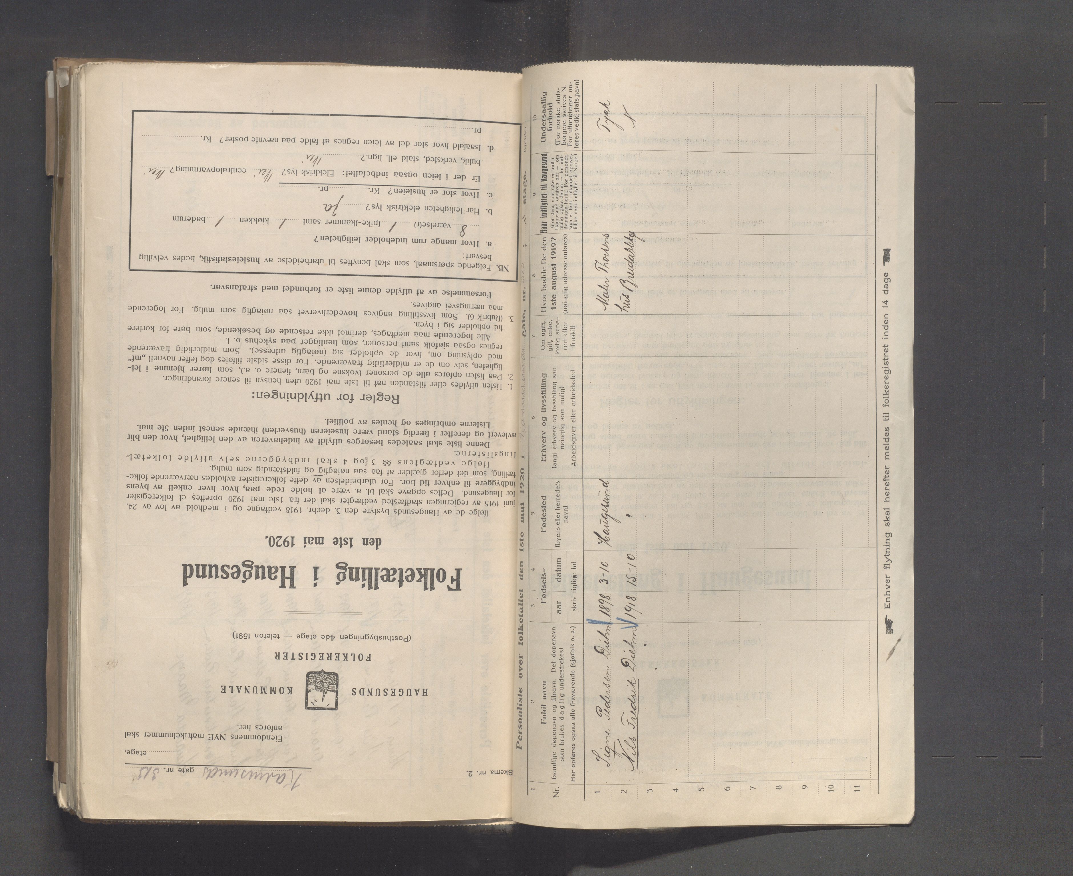 IKAR, Local census 1.5.1920 for Haugesund, 1920, p. 2460