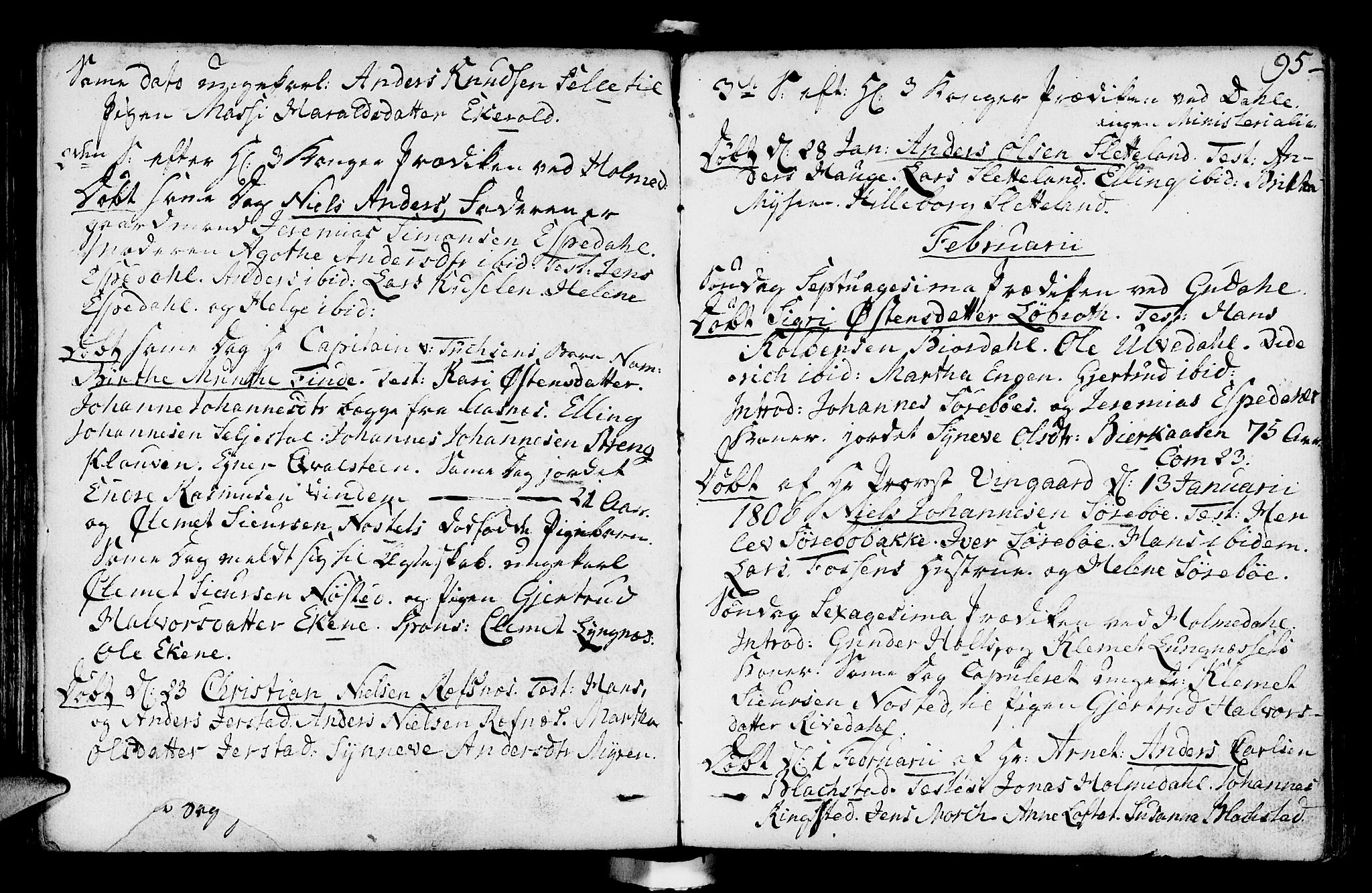 Fjaler sokneprestembete, AV/SAB-A-79801/H/Haa/Haaa/L0003: Parish register (official) no. A 3, 1799-1814, p. 95