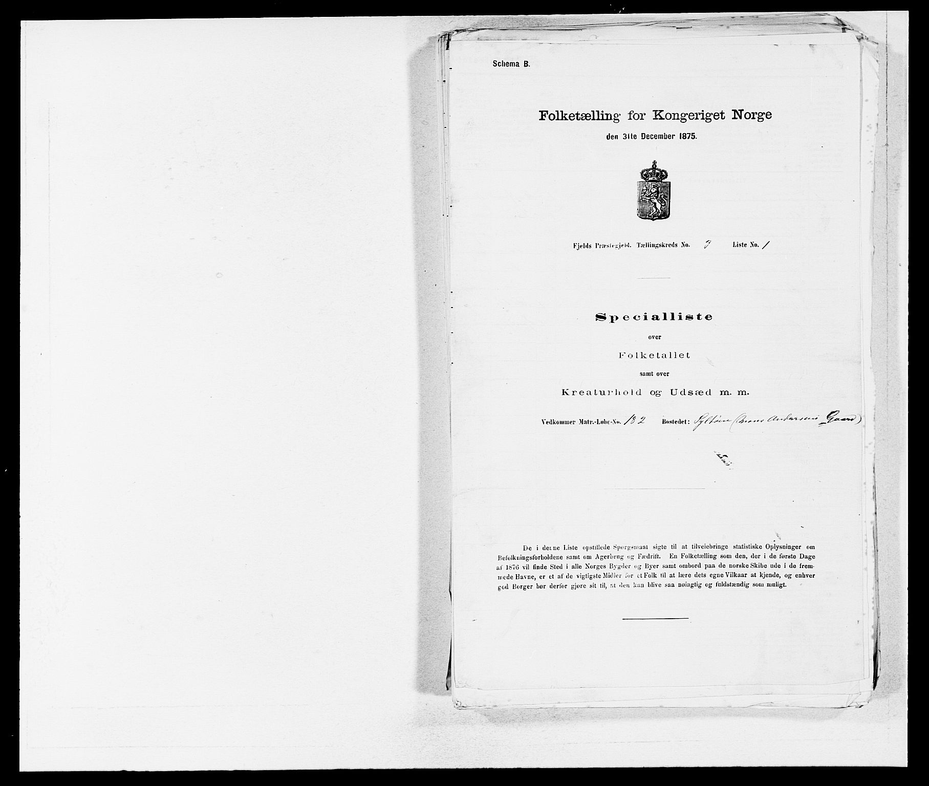 SAB, 1875 census for 1246P Fjell, 1875, p. 289