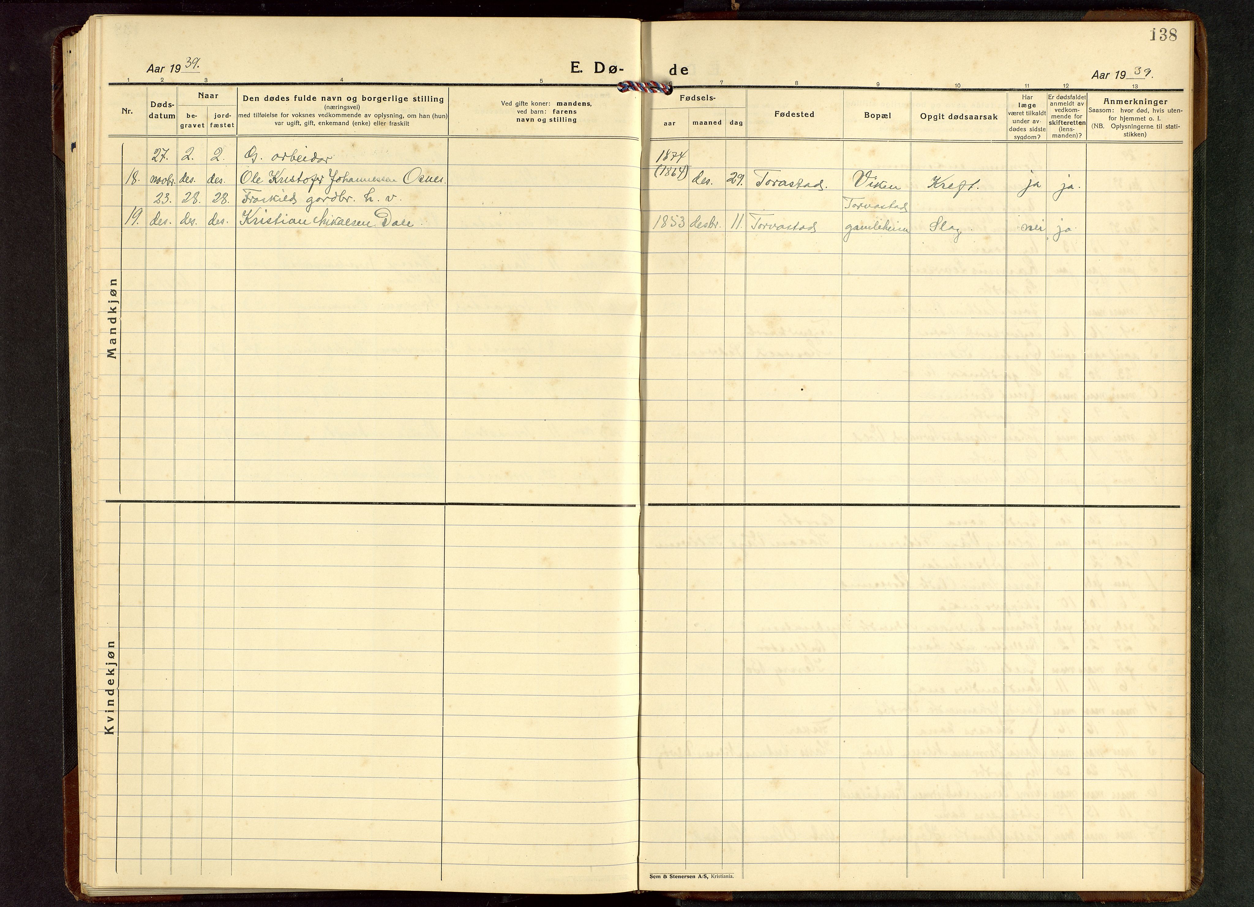 Torvastad sokneprestkontor, SAST/A -101857/H/Ha/Hab/L0009: Parish register (copy) no. B 9, 1924-1949, p. 138