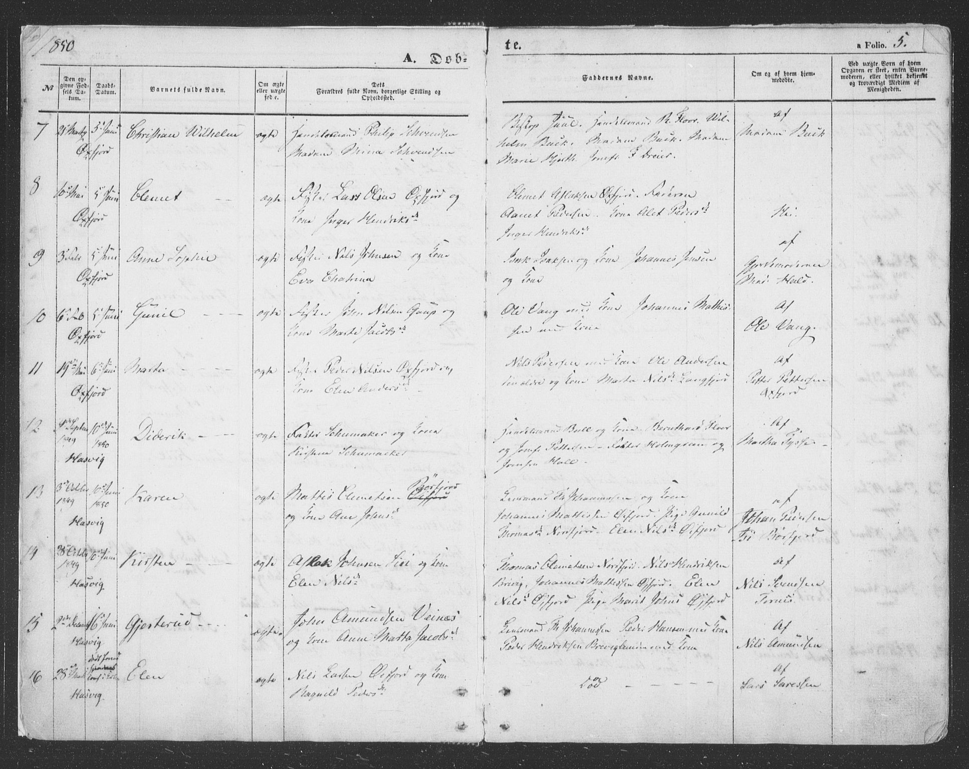 Loppa sokneprestkontor, AV/SATØ-S-1339/H/Ha/L0004kirke: Parish register (official) no. 4, 1849-1868, p. 5