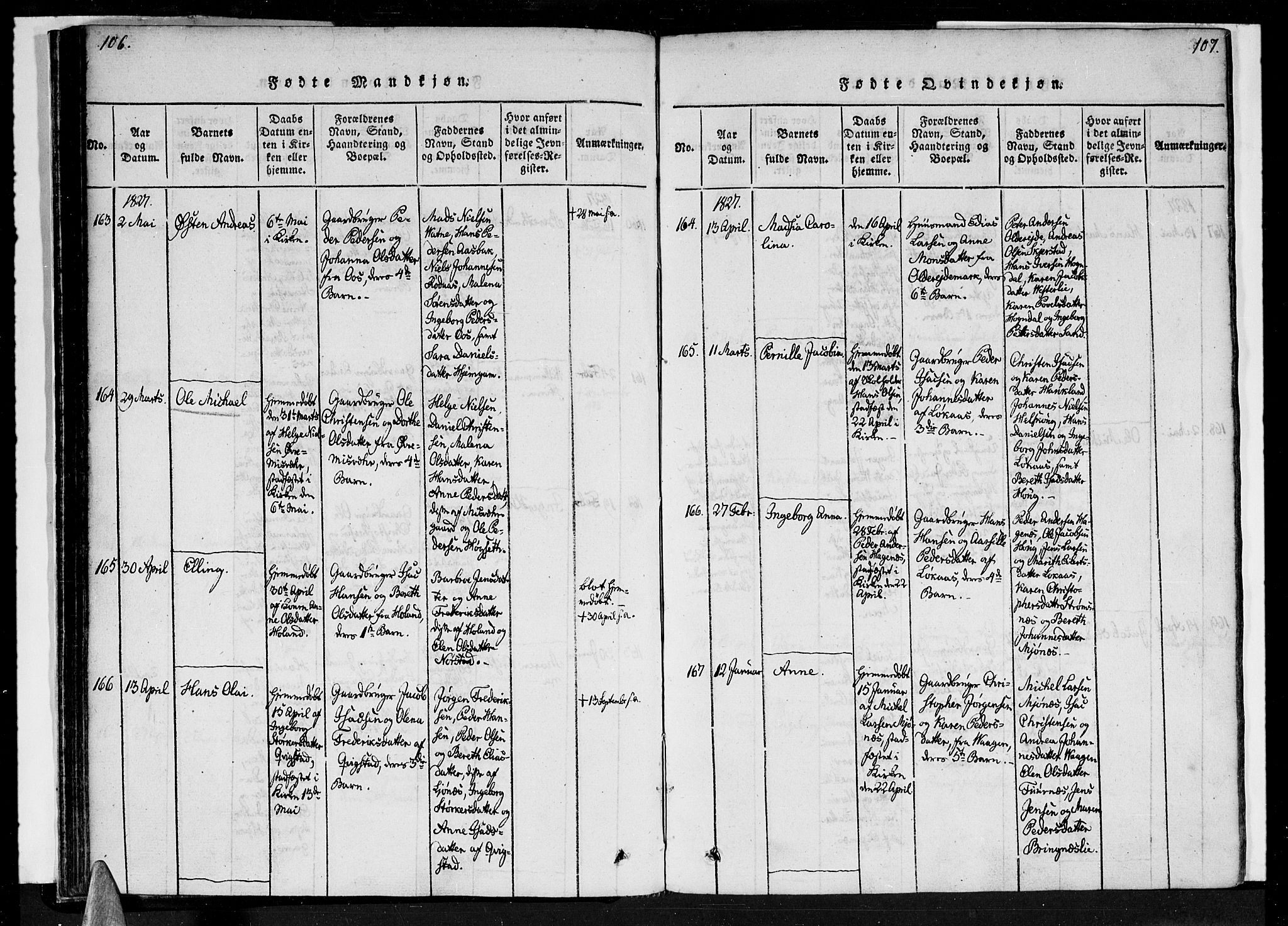 Ministerialprotokoller, klokkerbøker og fødselsregistre - Nordland, SAT/A-1459/852/L0736: Parish register (official) no. 852A06, 1820-1833, p. 106-107
