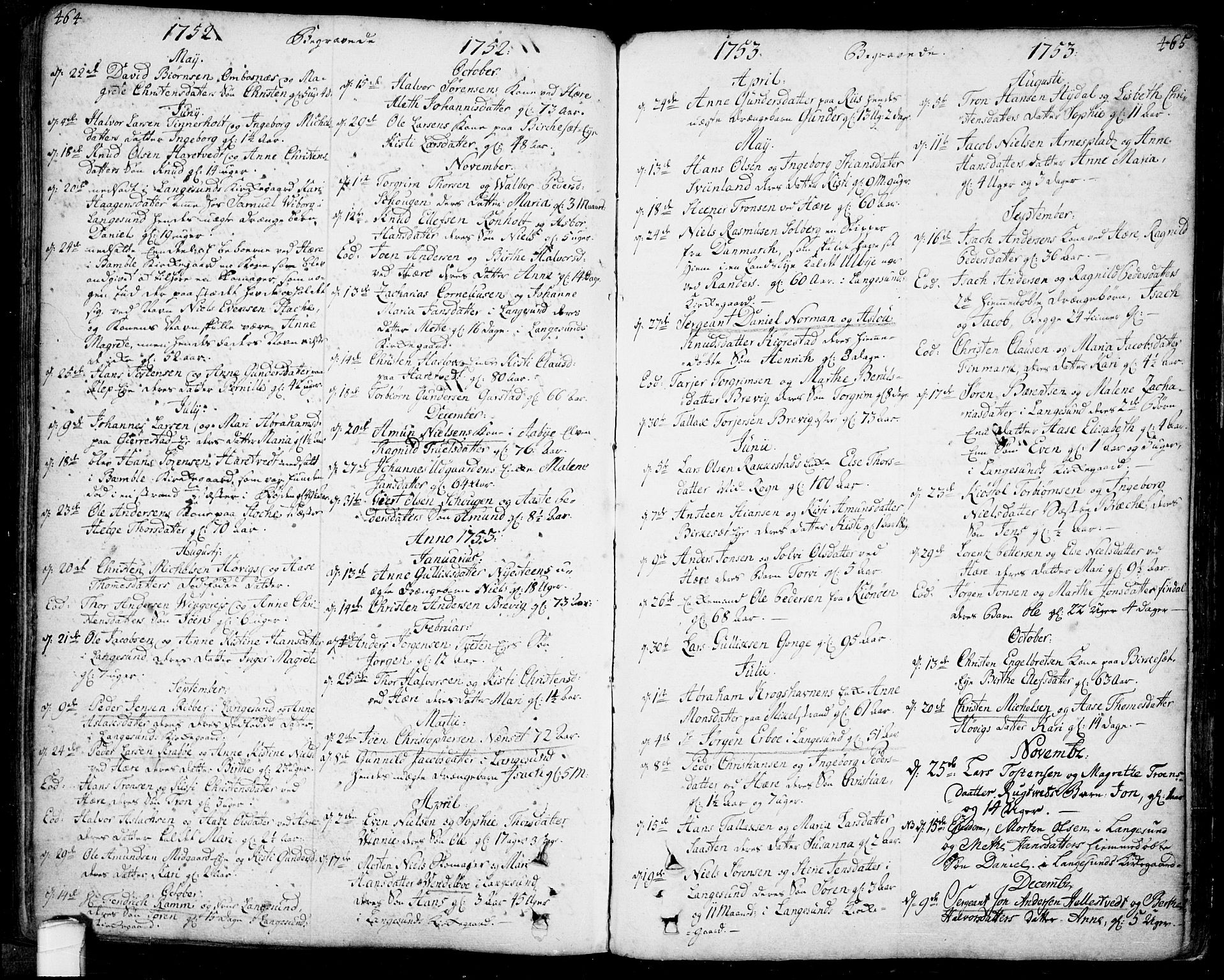 Bamble kirkebøker, AV/SAKO-A-253/F/Fa/L0001: Parish register (official) no. I 1, 1702-1774, p. 464-465