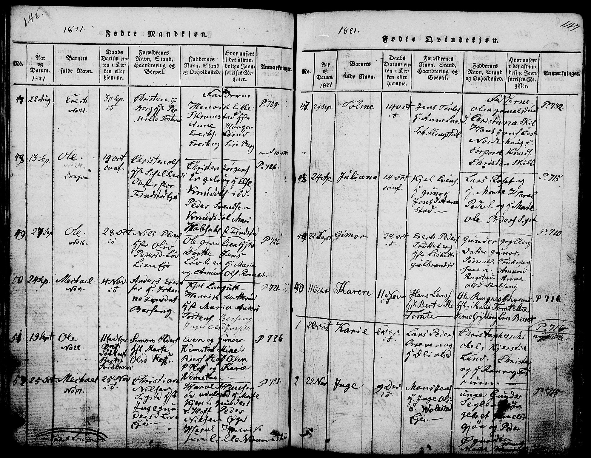 Løten prestekontor, AV/SAH-PREST-022/L/La/L0001: Parish register (copy) no. 1, 1812-1832, p. 146-147