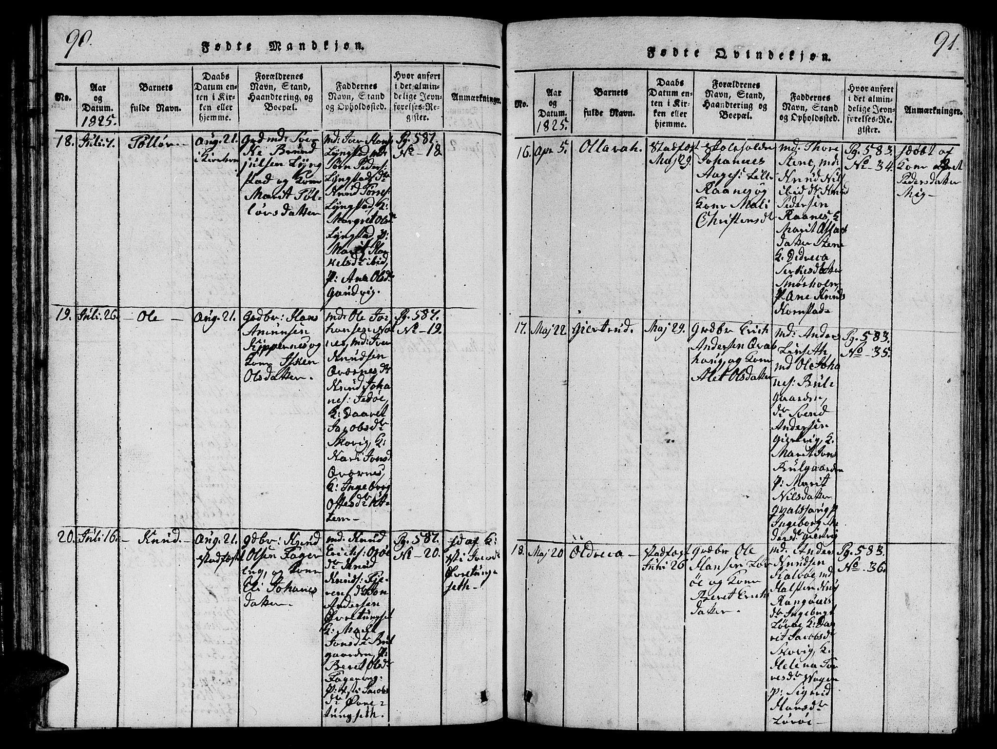 Ministerialprotokoller, klokkerbøker og fødselsregistre - Møre og Romsdal, AV/SAT-A-1454/570/L0831: Parish register (official) no. 570A05, 1819-1829, p. 90-91