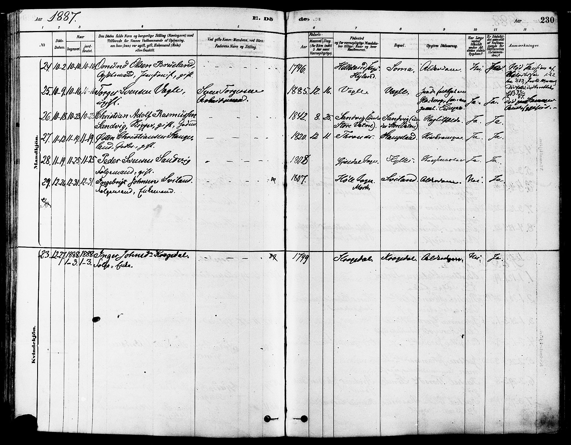 Høyland sokneprestkontor, AV/SAST-A-101799/001/30BA/L0011: Parish register (official) no. A 10, 1878-1888, p. 230