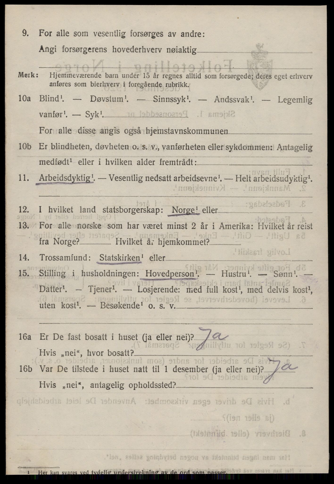 SAT, 1920 census for Vartdal, 1920, p. 1168
