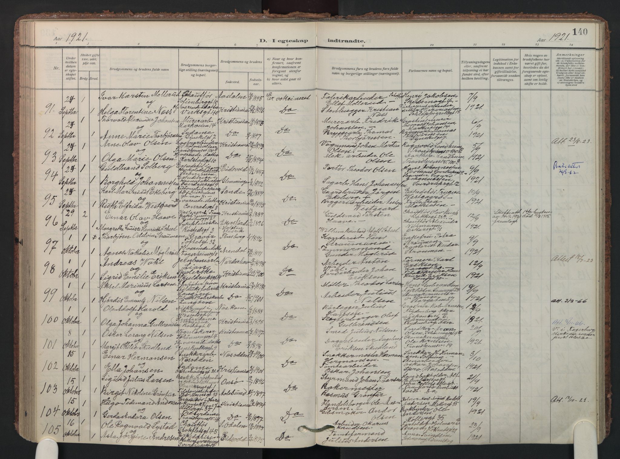 Petrus prestekontor Kirkebøker, AV/SAO-A-10872/F/Fa/L0013: Parish register (official) no. 13, 1911-1925, p. 140